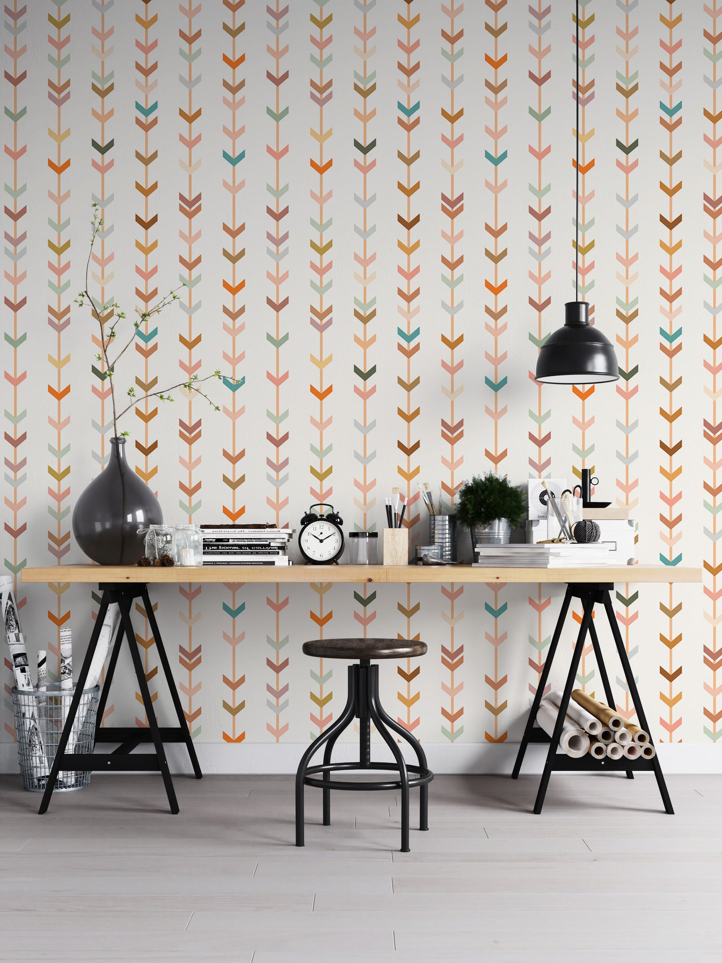 Colorful Line Elements Geometric Wallpaper