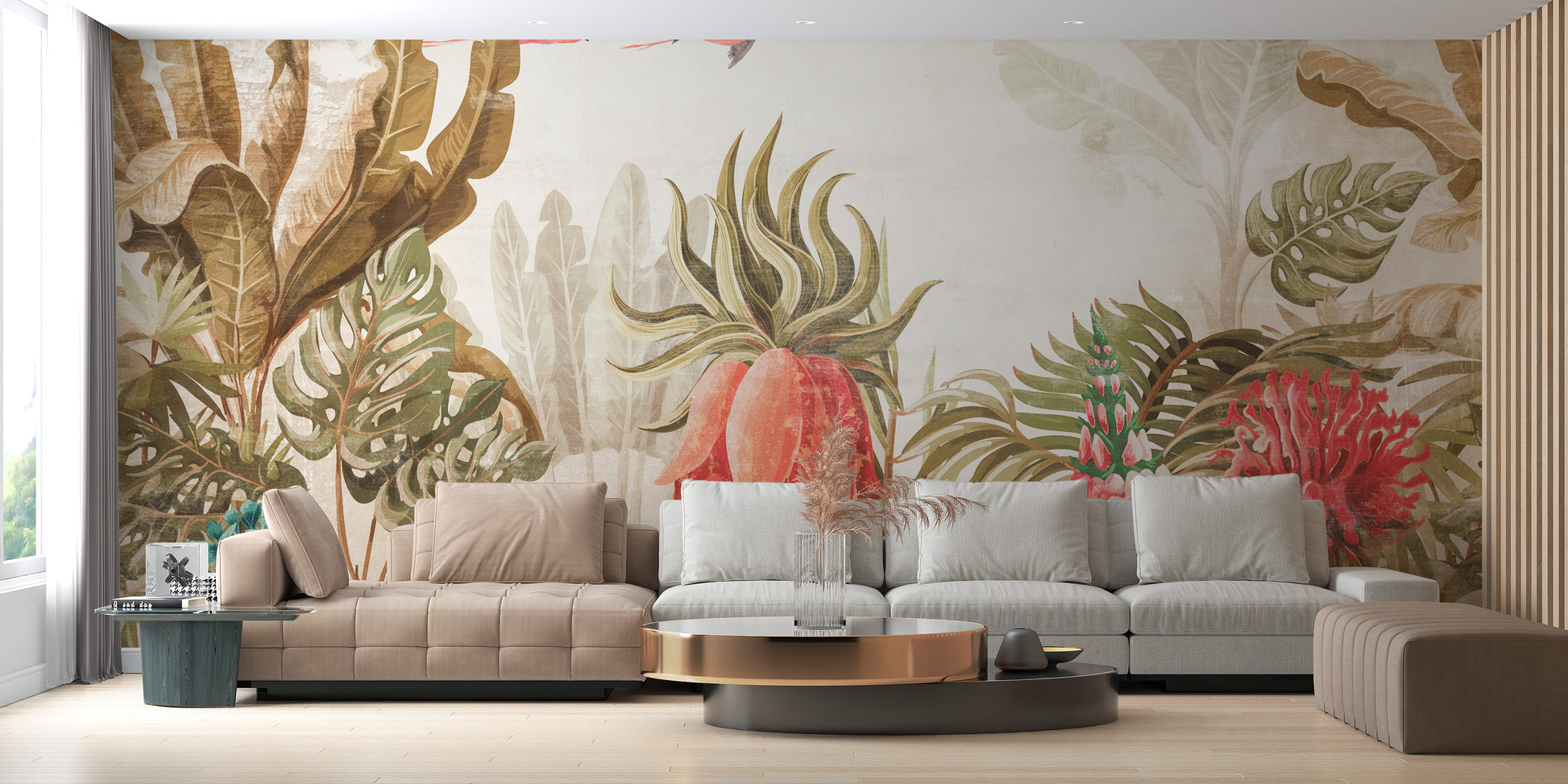 Havana-inspired tropical wallpaper mural.
