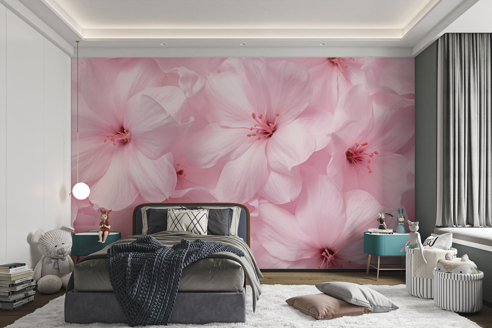 Delicate floral petal wall covering
