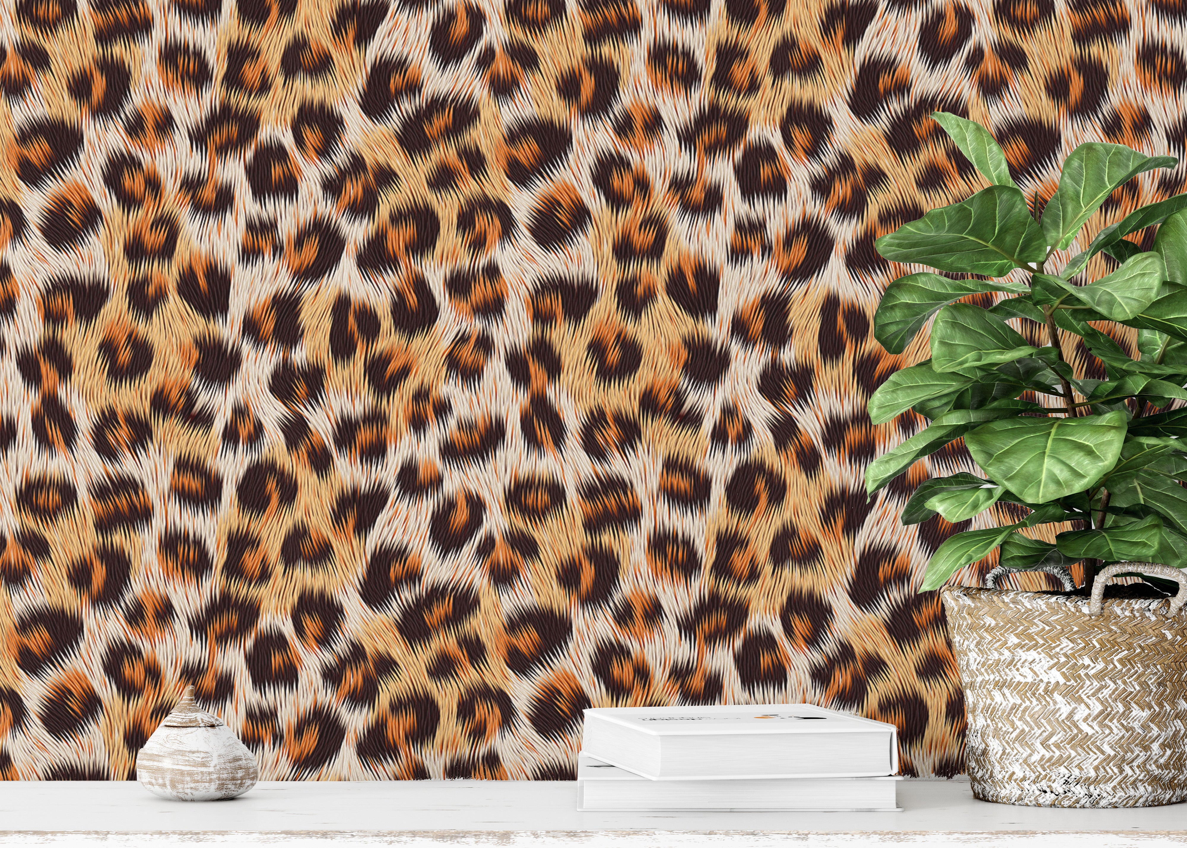 Stylish leopard skin print wallpaper with seamless design