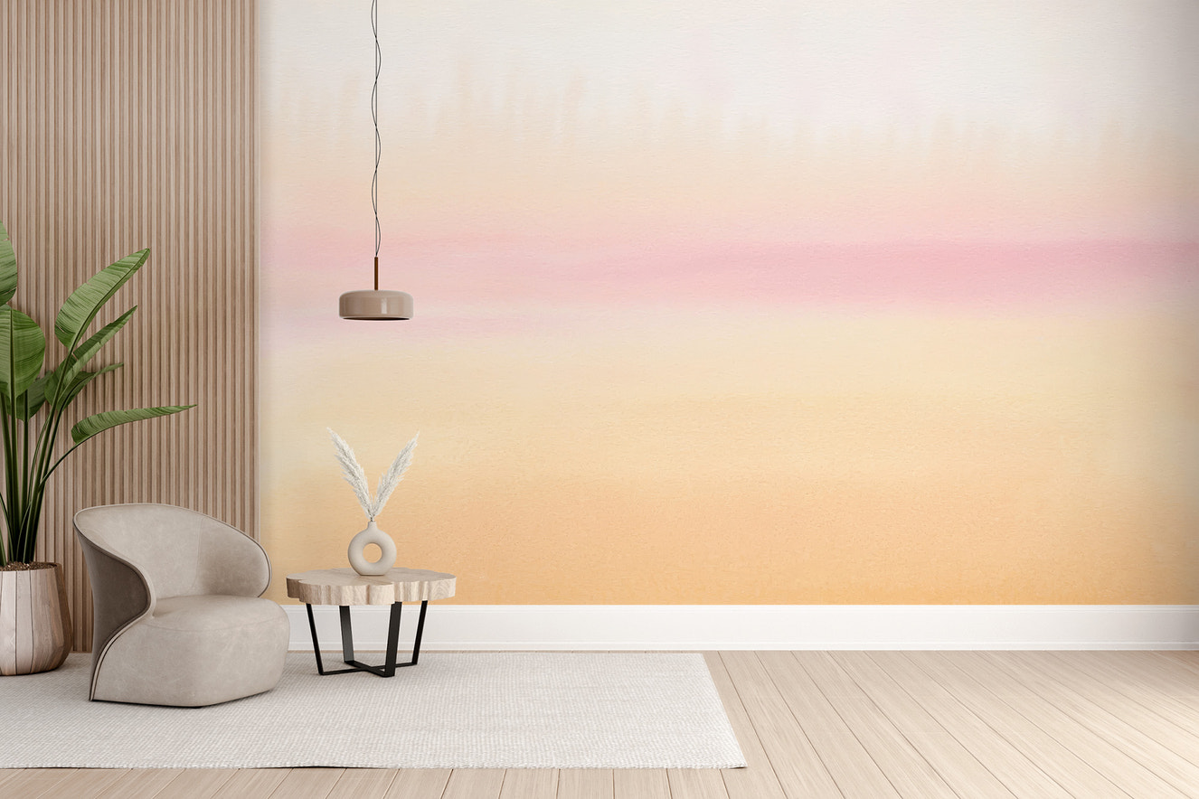 Calming mural featuring a soft sunset ombre gradient
