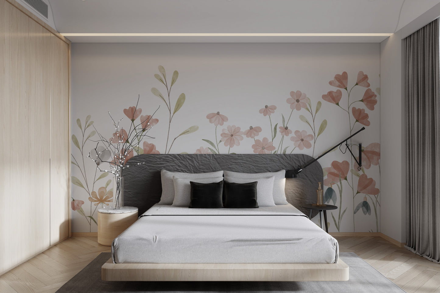 Nature-inspired floral wallpaper for modern interiors
