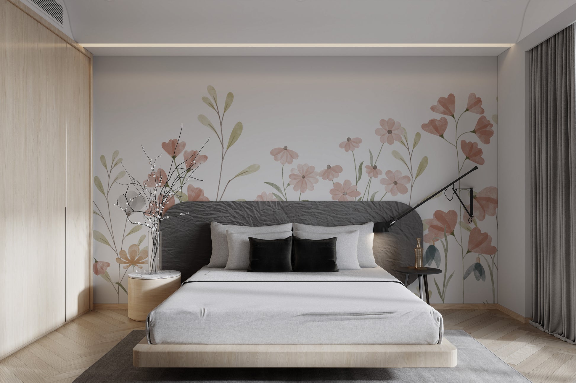 Nature-inspired floral wallpaper for modern interiors
