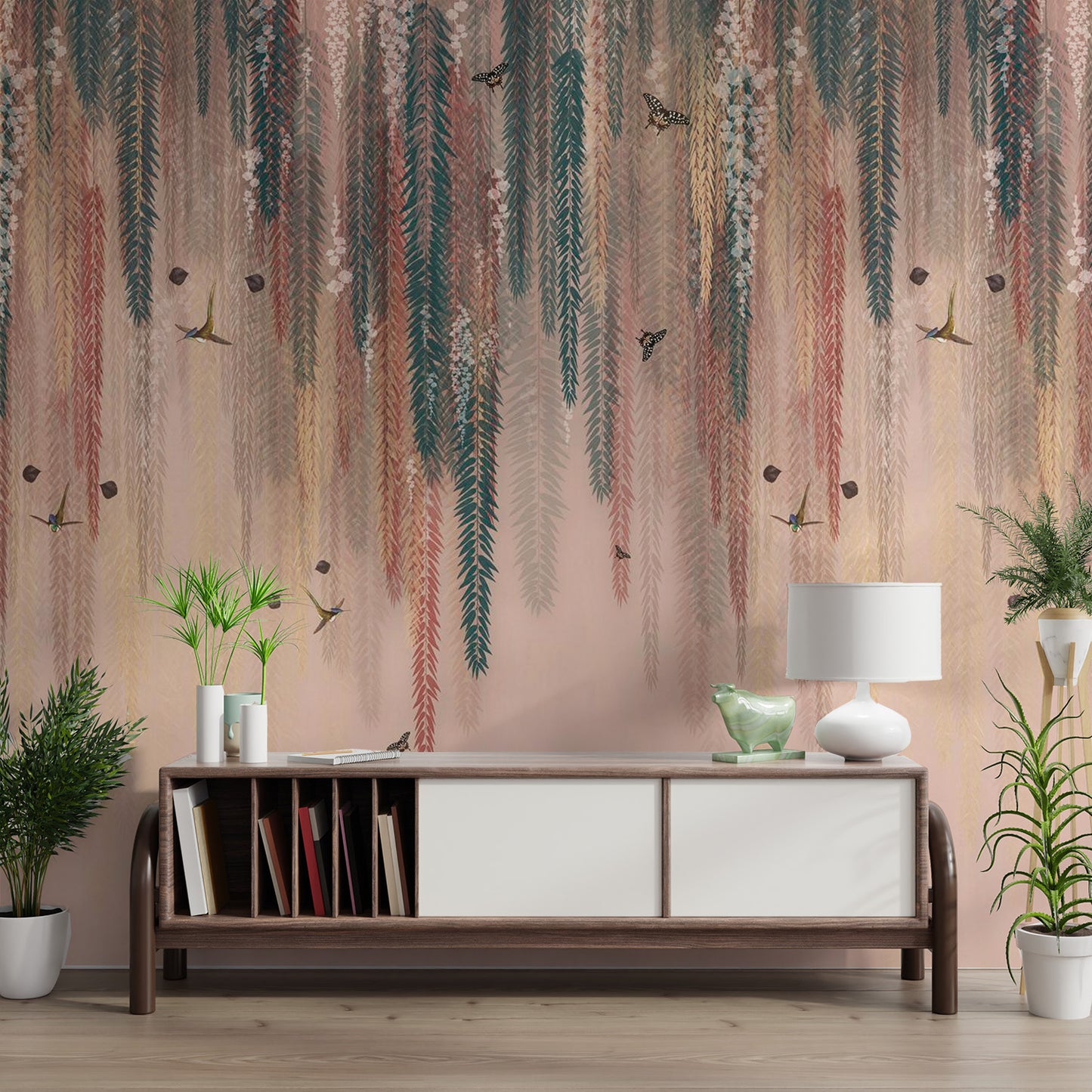 Colorful Leaves Hanging Wallpaper Mural