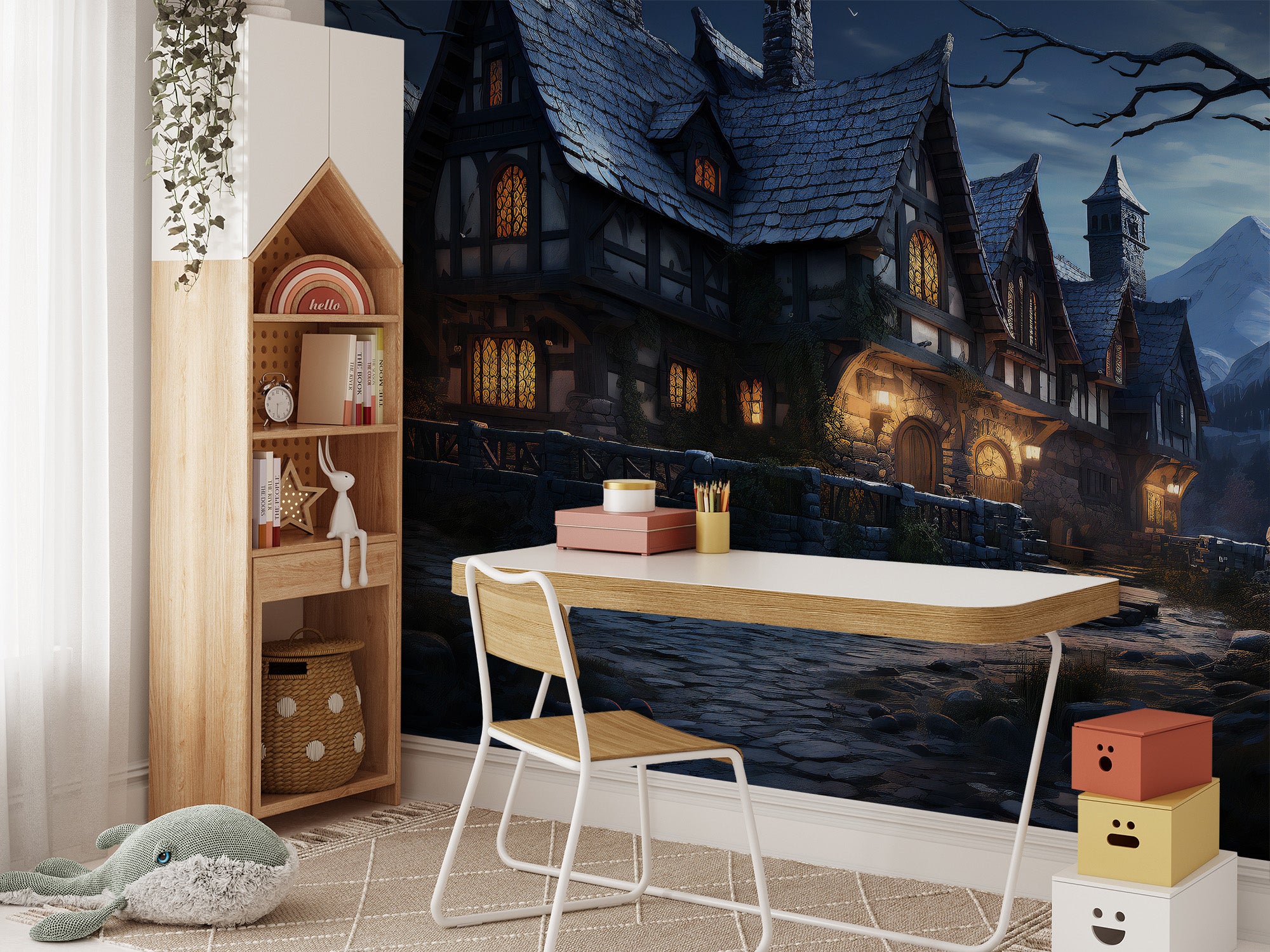 Haunted cottage wallpaper with a chilling atmosphere
