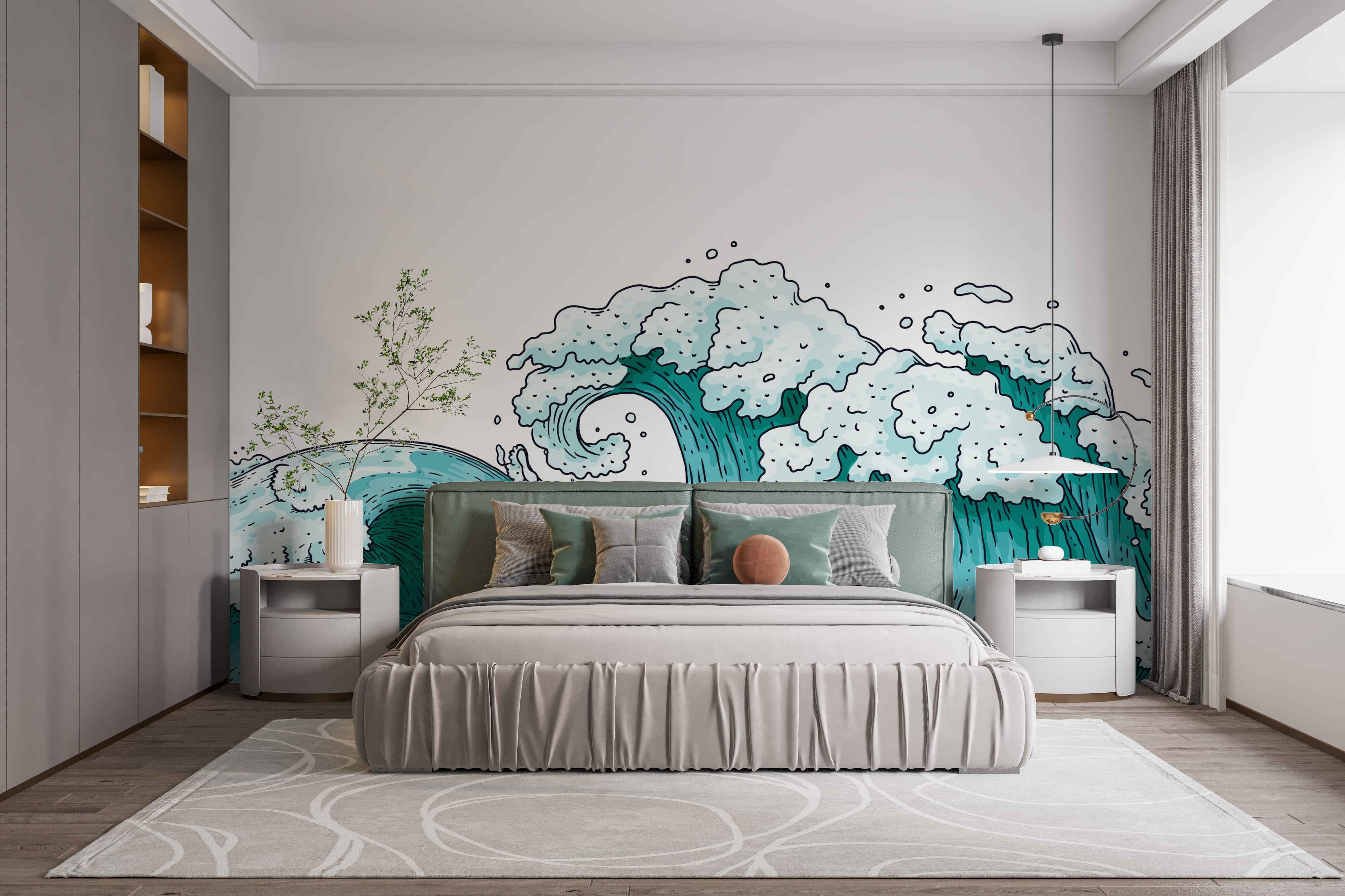 Captivating ocean waves wallpaper mural
