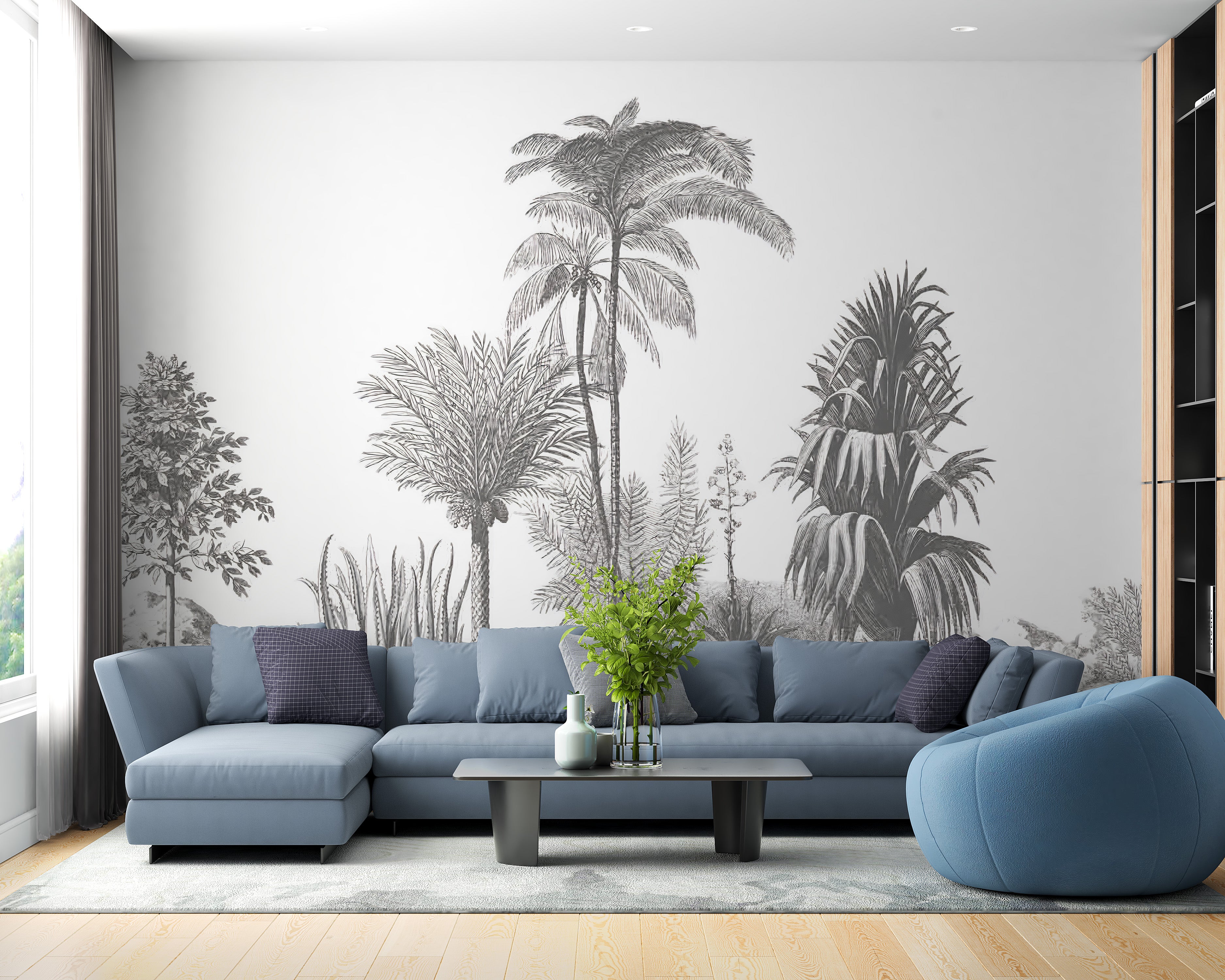 Greystone wallpaper showcasing palm tree designs