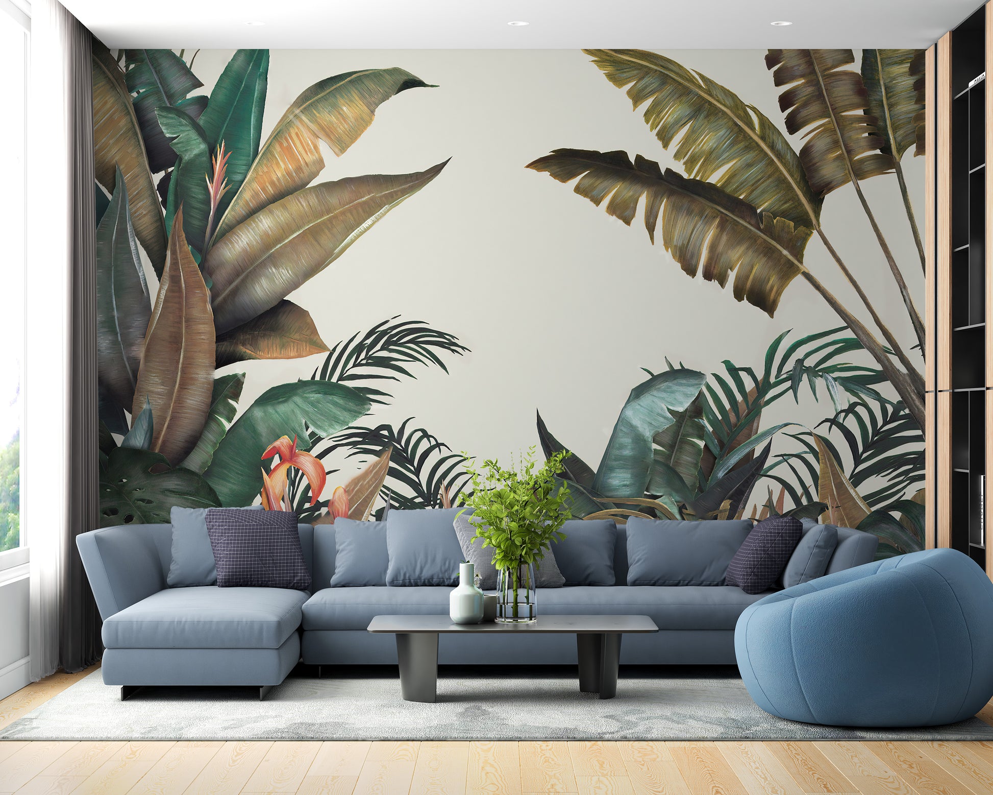 Sophisticated tropical pattern for interiors.
