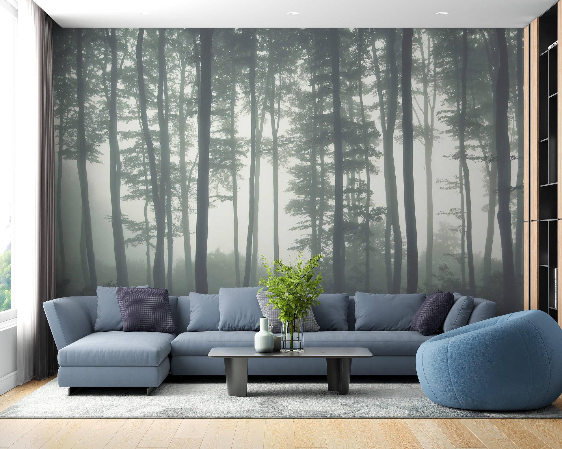 Scenic towering trees timberland wall art
