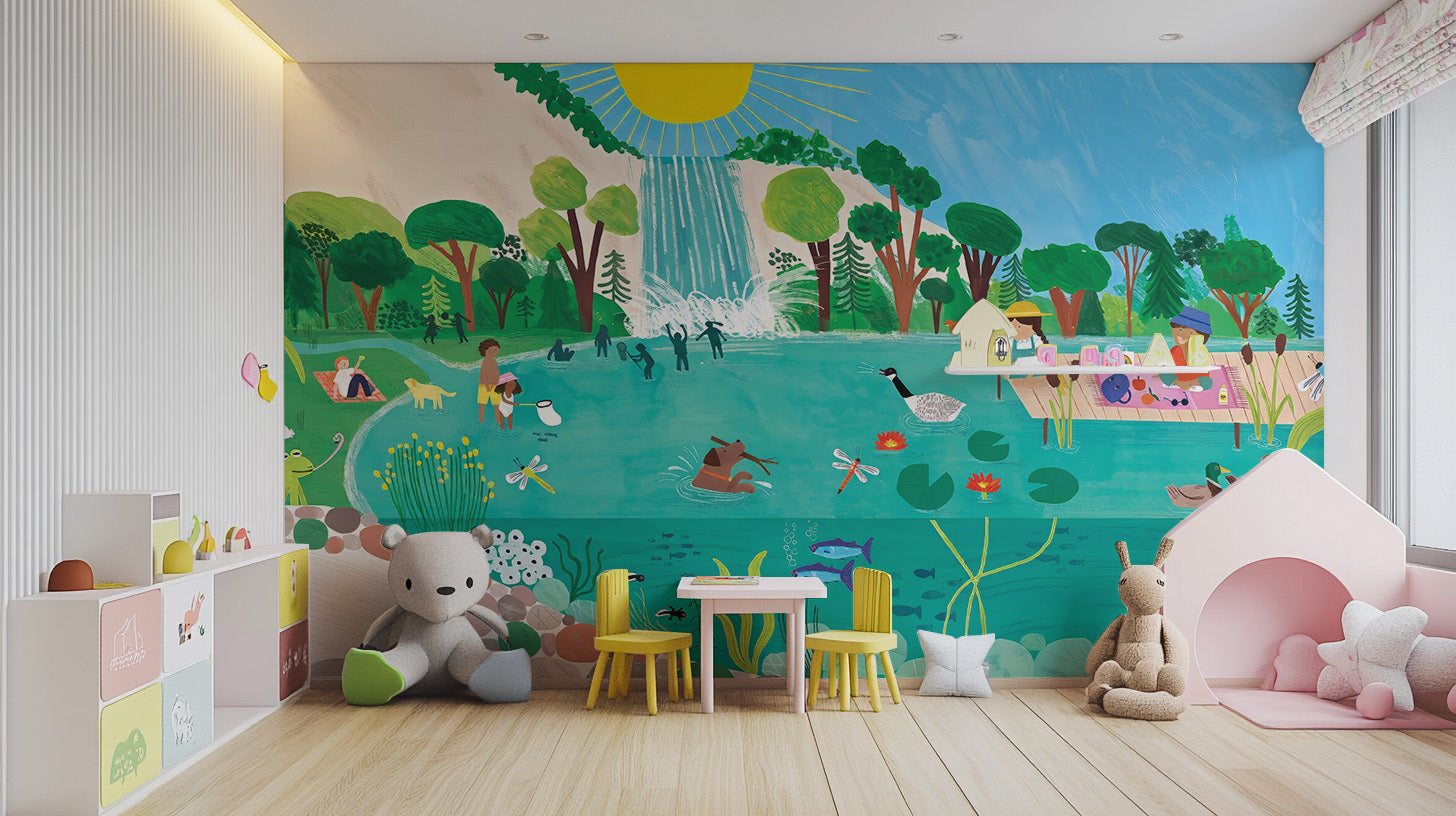 Create a happy atmosphere with Sunny Picnic Wall Mural