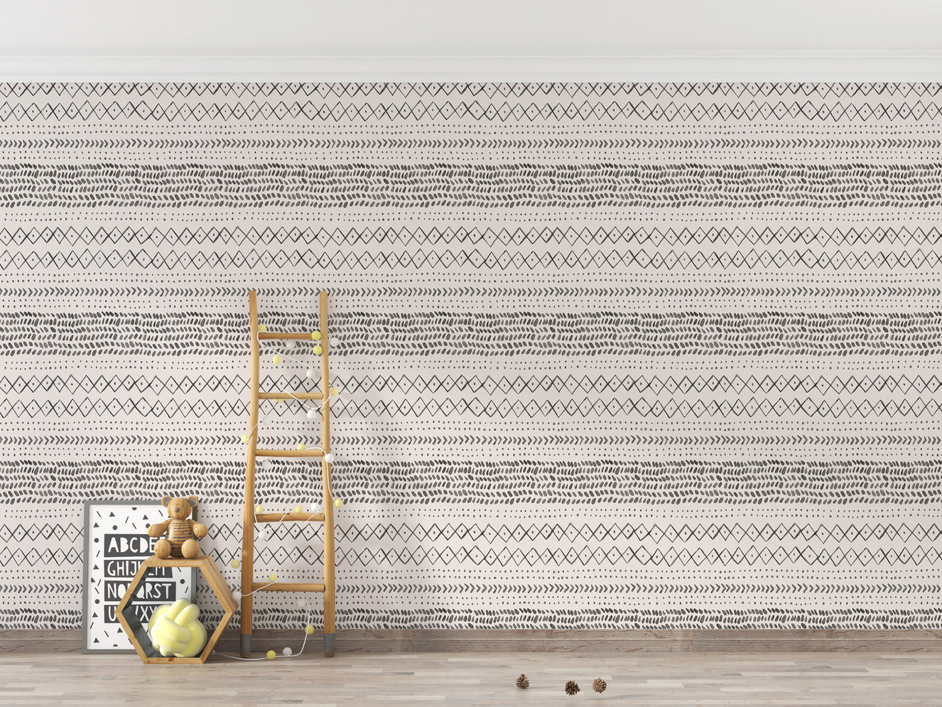 Trendy Boho Abstract Watercolor Ethnic Wallpaper