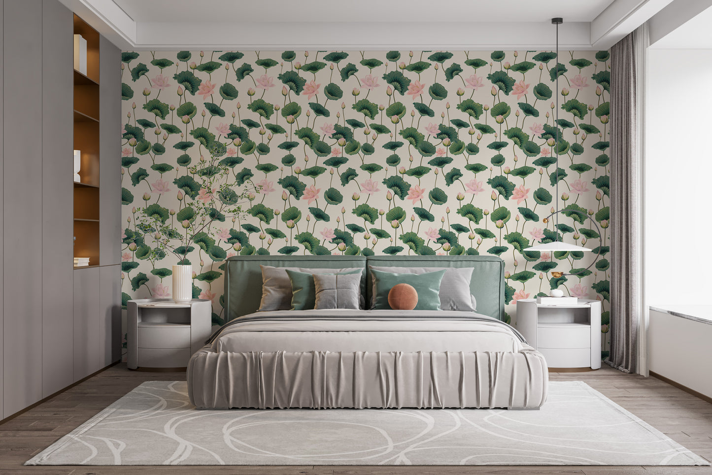 Greenery wallpaper with lotus elegance
