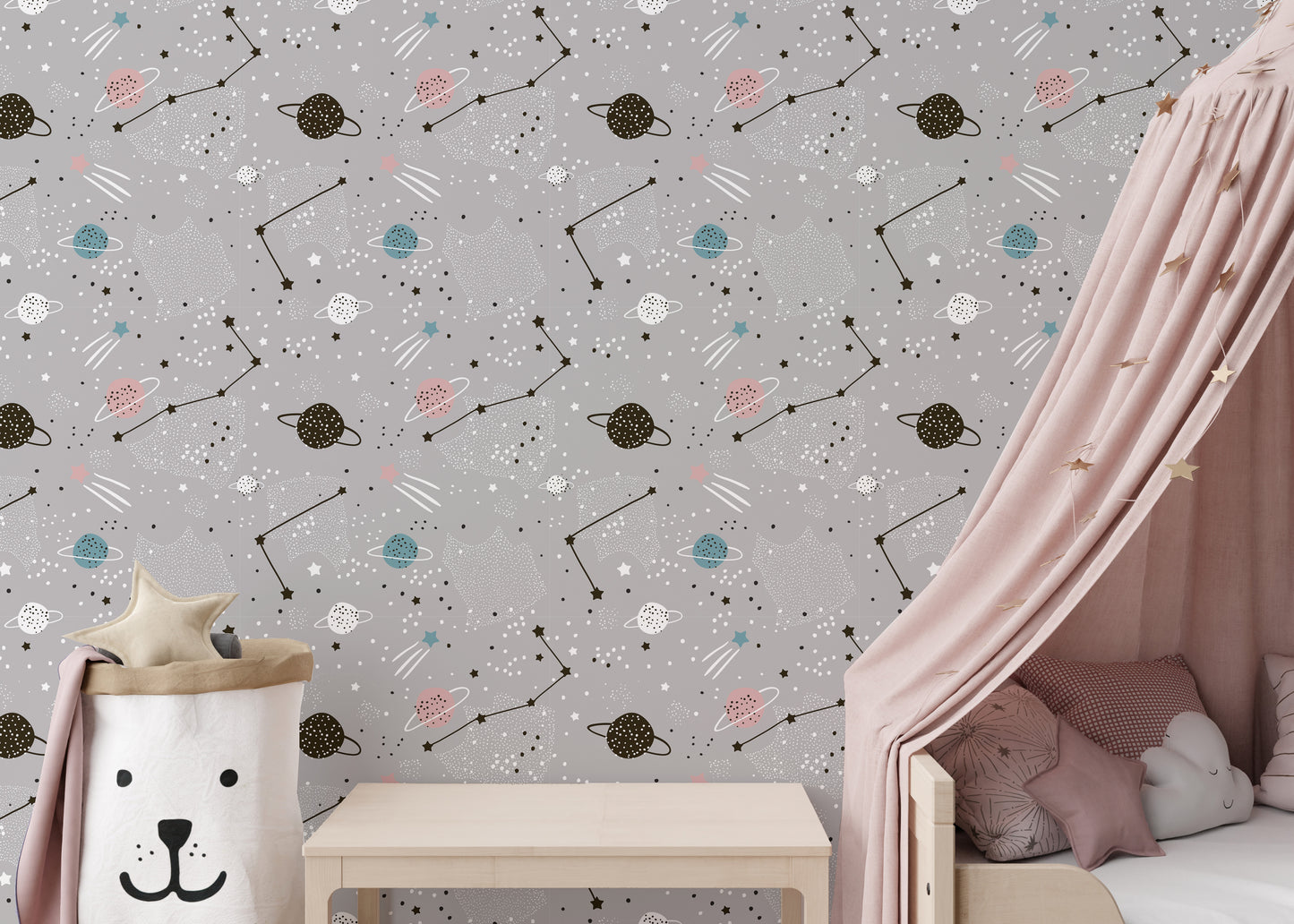 Stars and planets wallpaper for playful vibes
