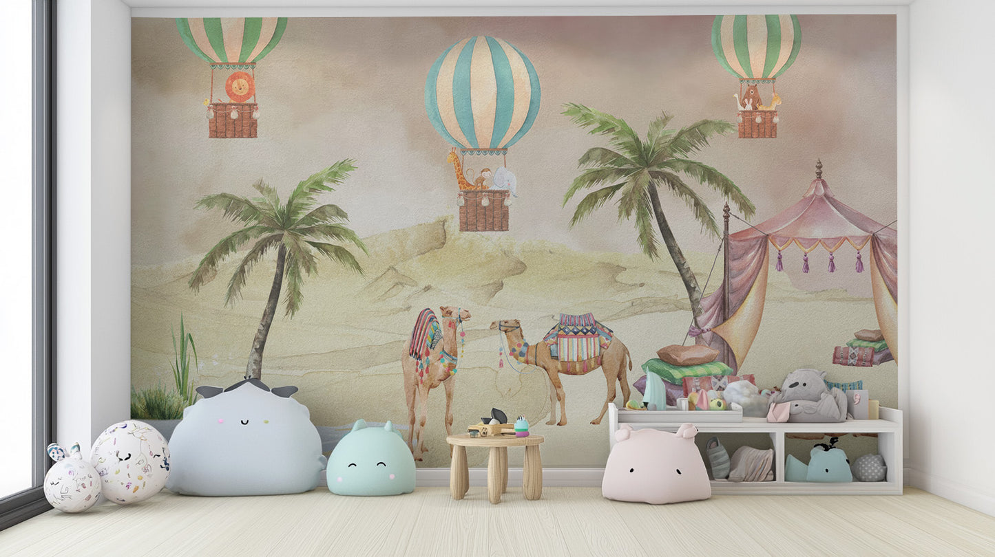 Soft pastel dessert mural for a fun and sweet nursery atmosphere
