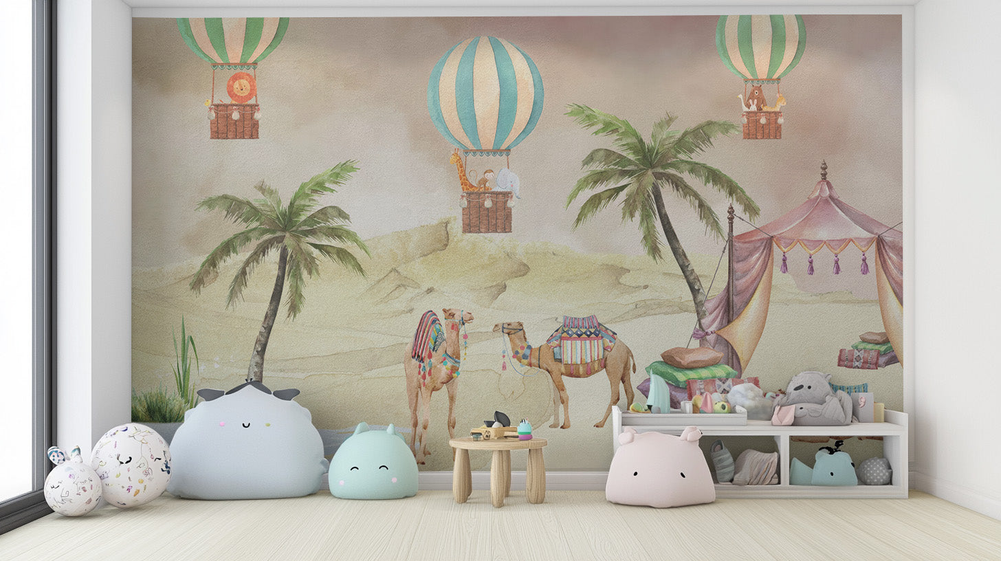 Soft pastel dessert mural for a fun and sweet nursery atmosphere
