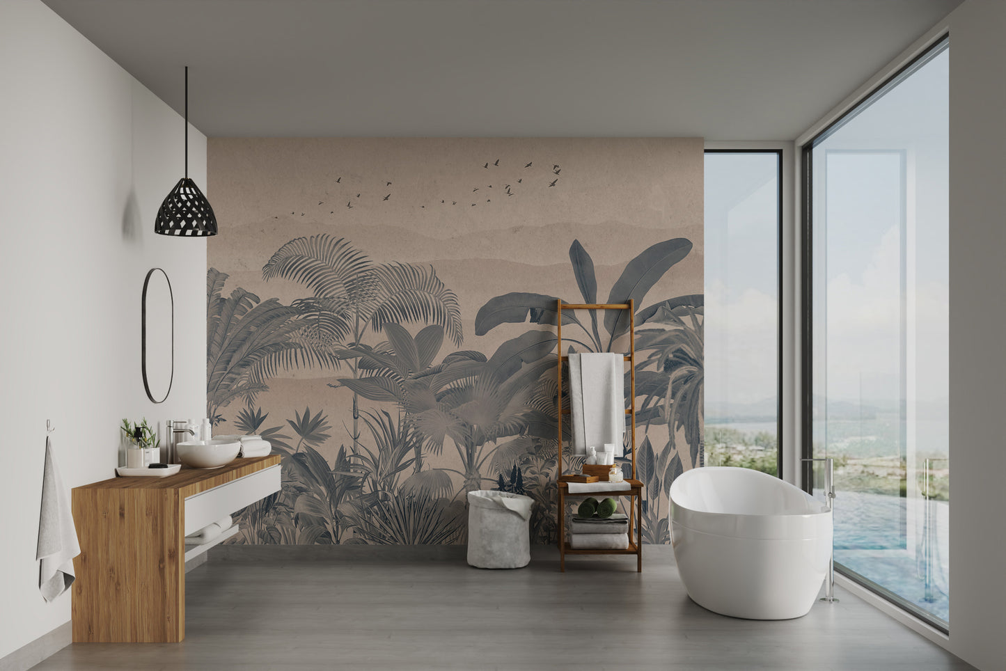 Brown Tropical Jungle Wall Mural