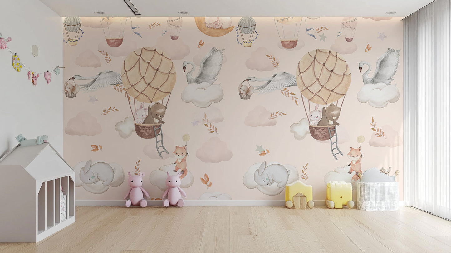 Balloon Adventure Wall Mural for playful spaces