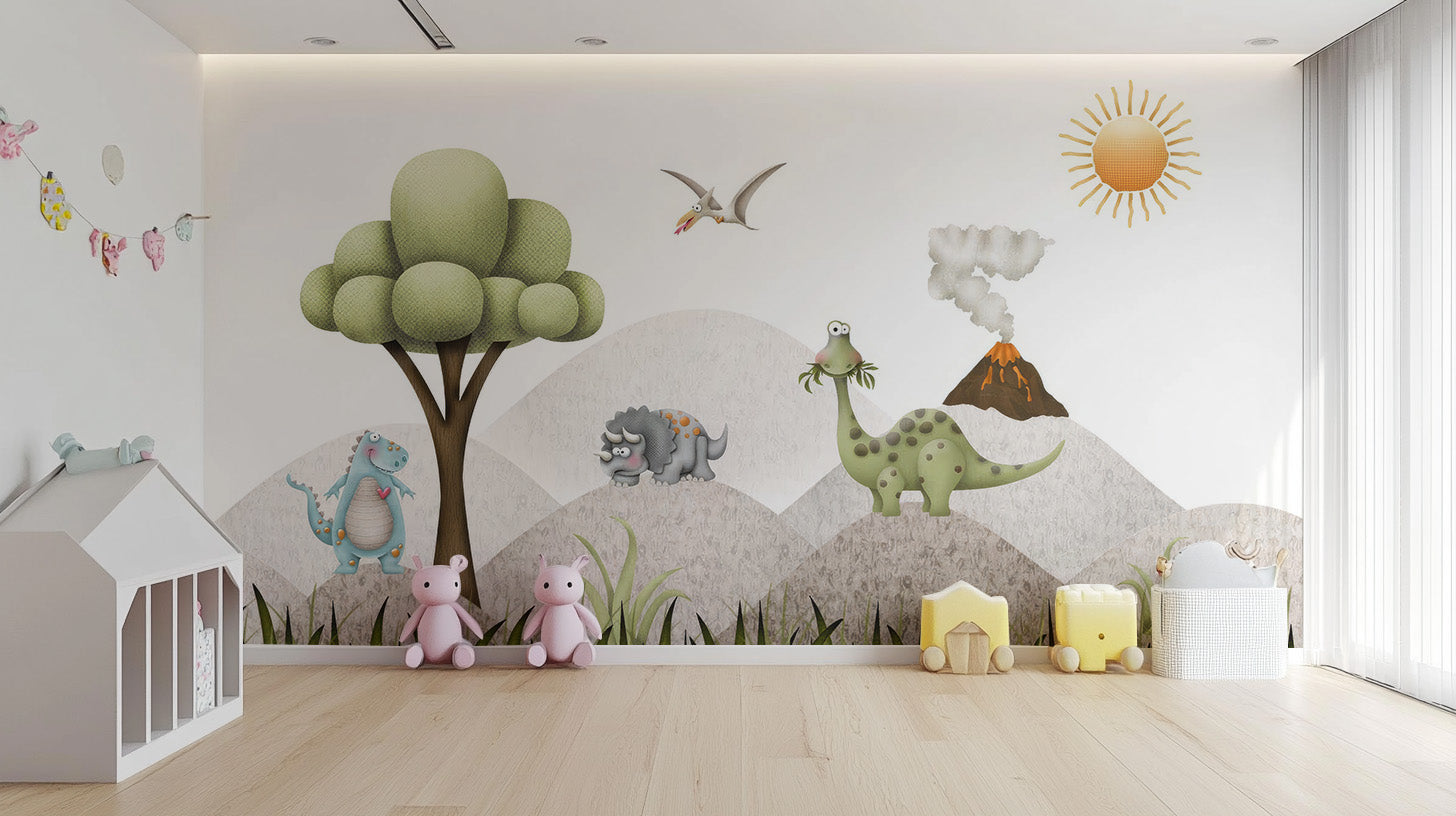 Brighten up with Baby Dinosaur Nursery Wallpaper Mural