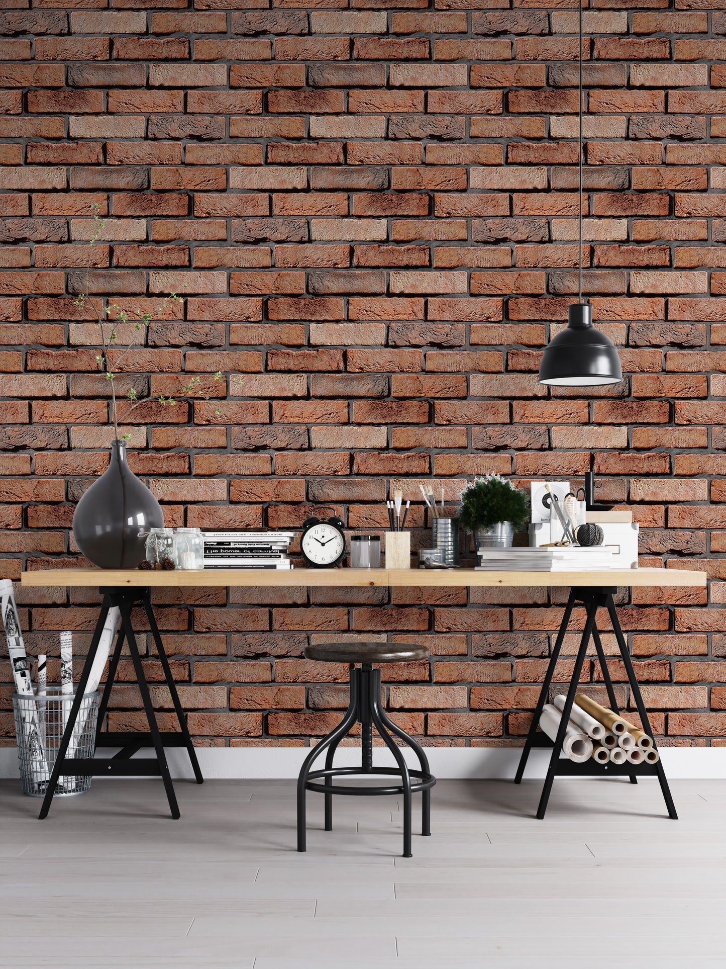 Old Red Brick Wall Rustic Texture Design Wallpaper