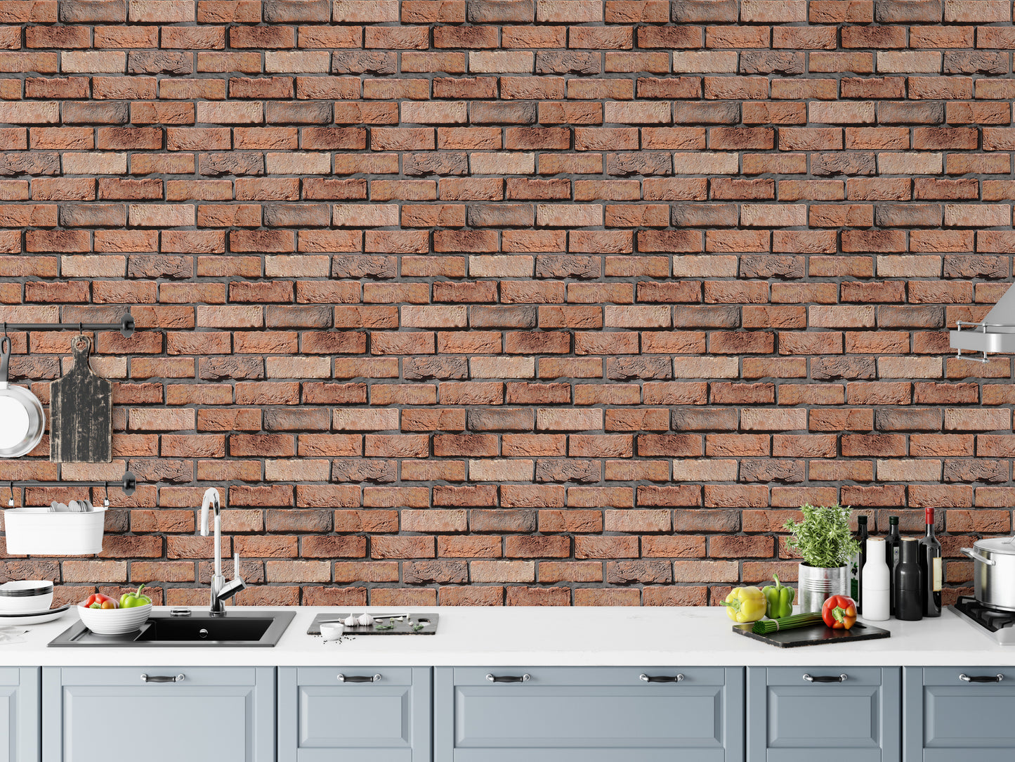 Old Red Brick Wall Rustic Texture Design Wallpaper