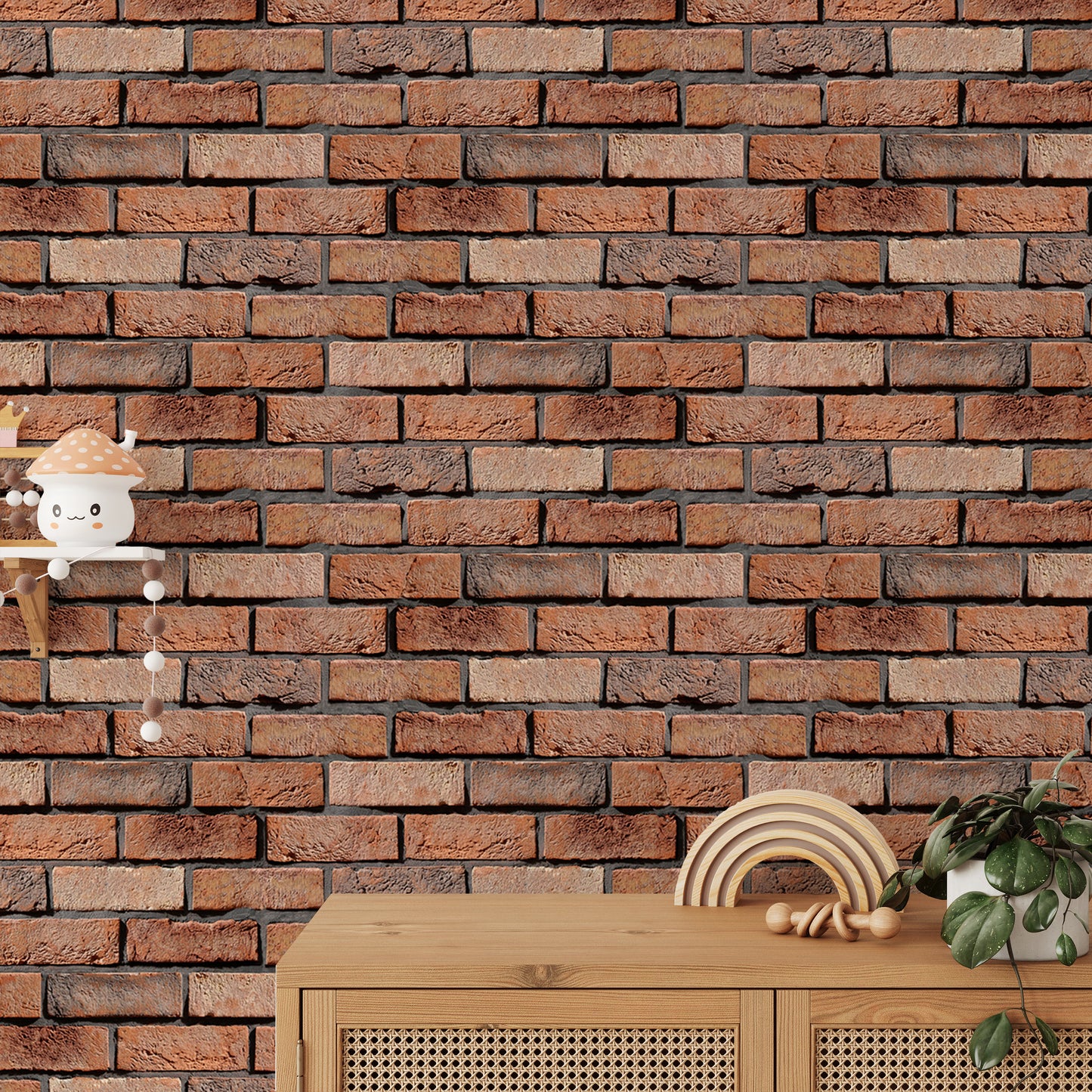 Old Red Brick Wall Rustic Texture Design Wallpaper