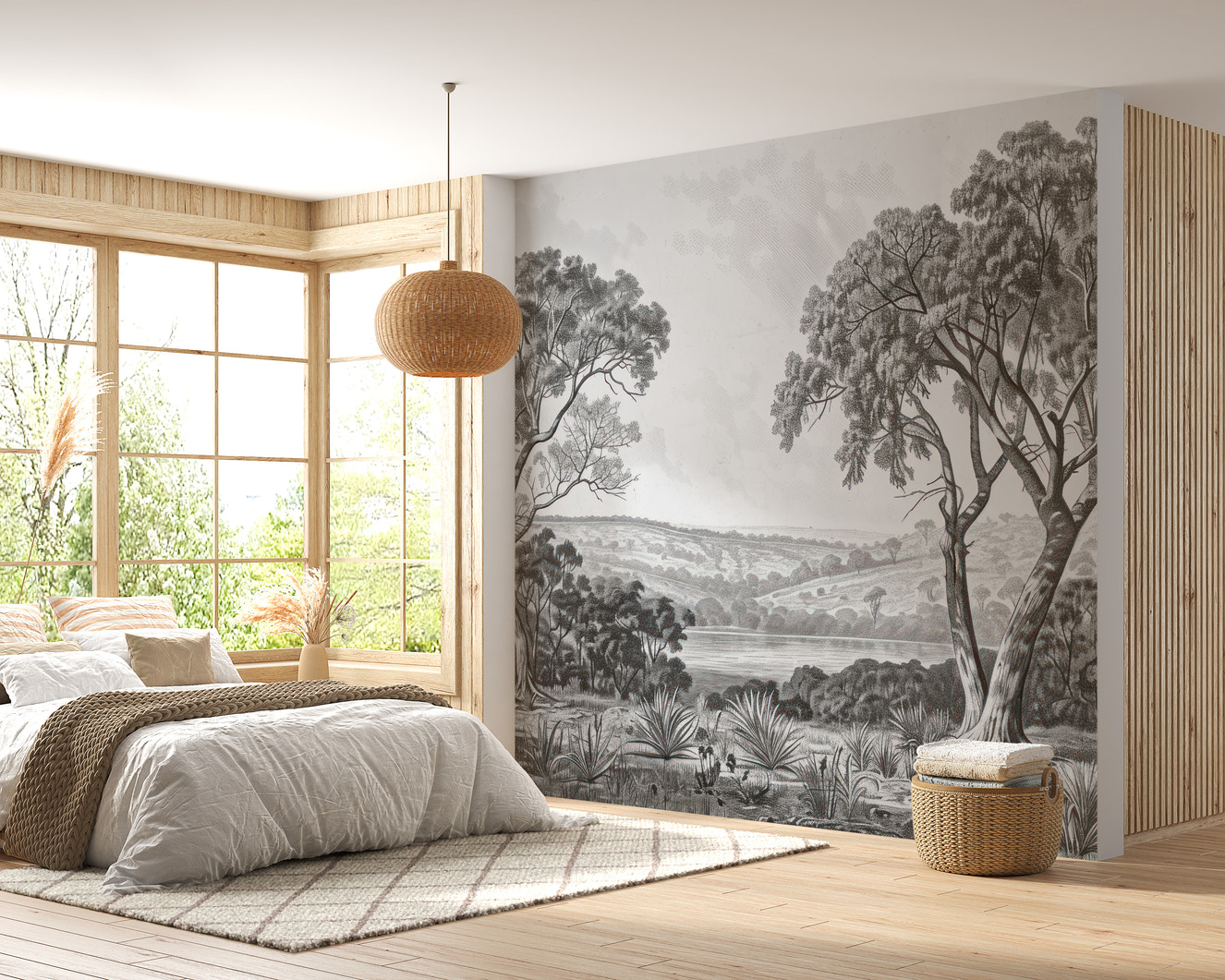 Retro Vintage River City Wallpaper Murals