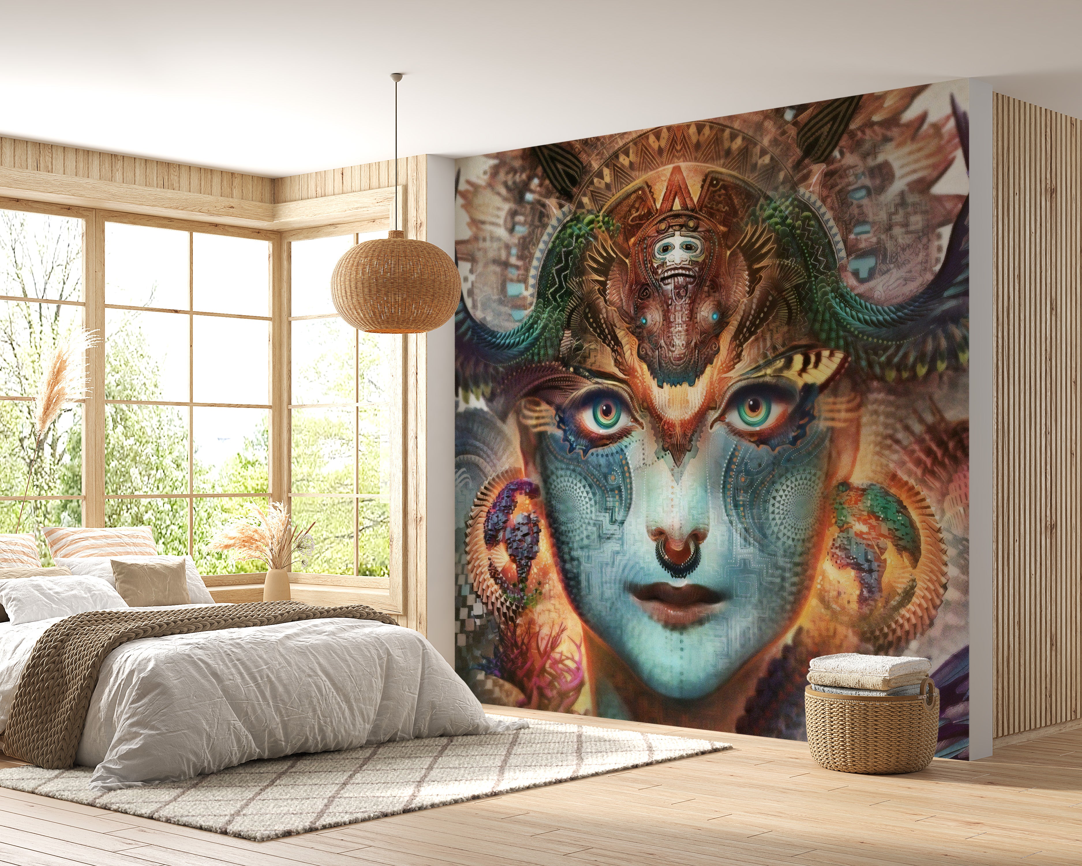 Fantasy-inspired dragon realm wall mural



