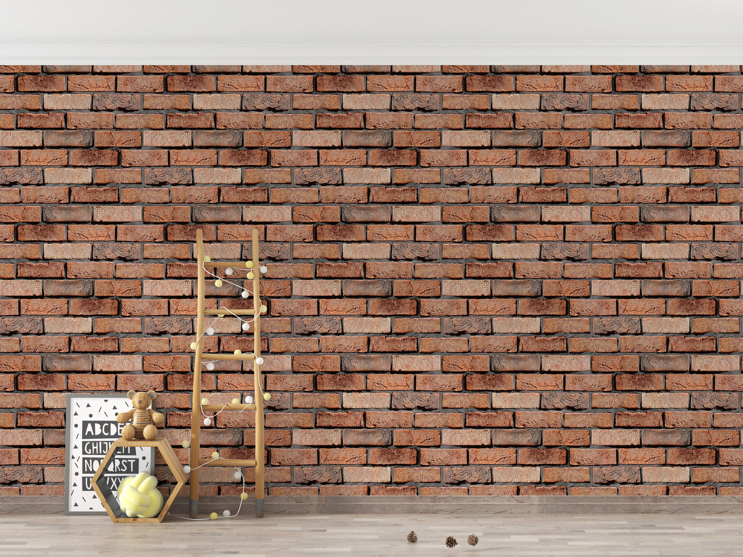 Old Red Brick Wall Rustic Texture Design Wallpaper