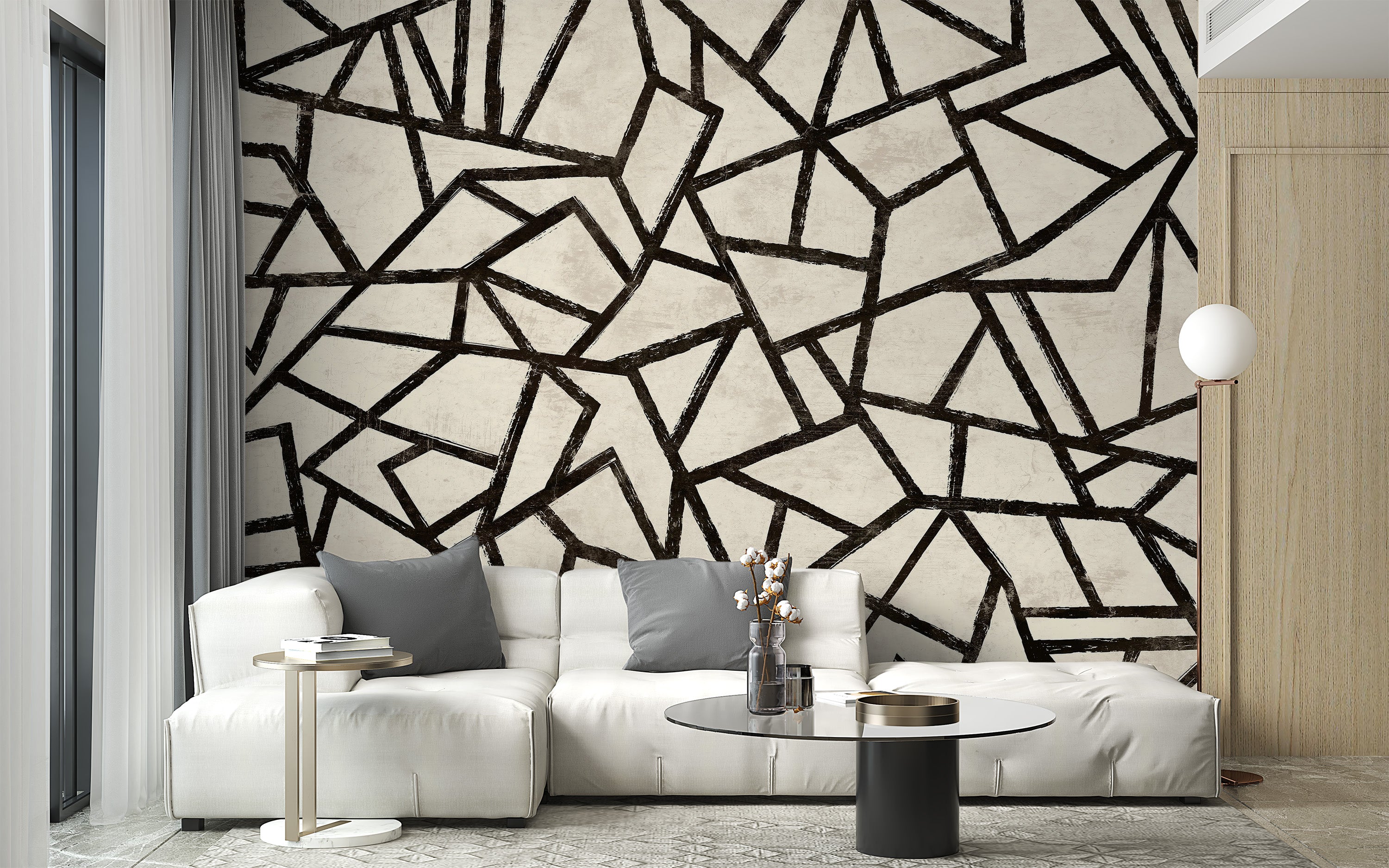 Sleek modern black pattern wallpaper for stylish walls.
