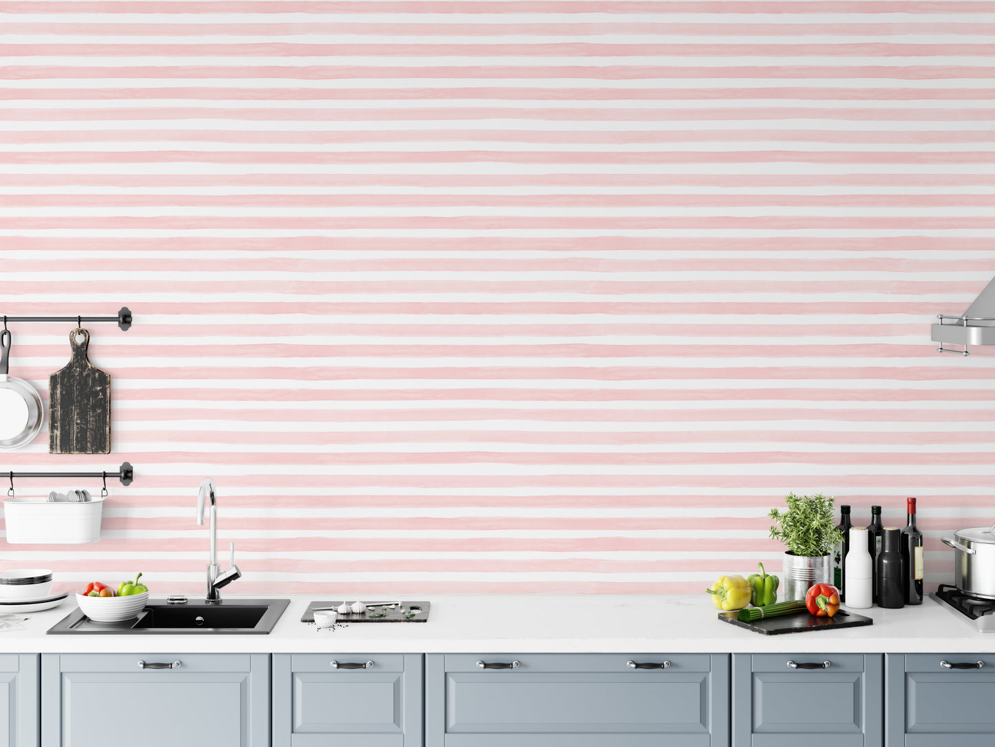 Pink Color Abstract Stripe Watercolor Wallpaper