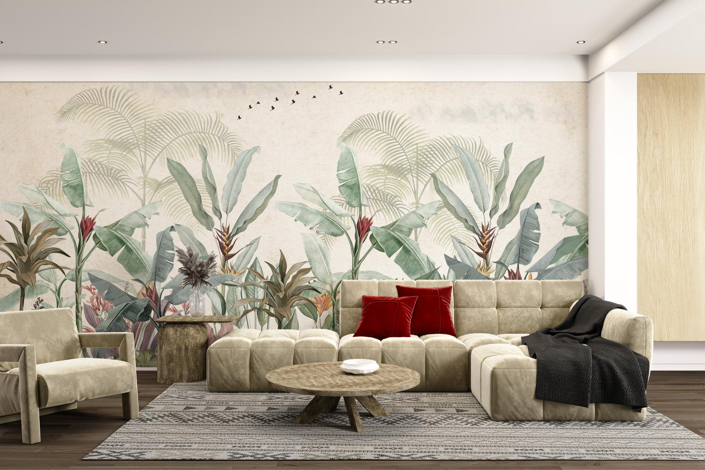 Vintage Tropical Botanical Leaf Mural