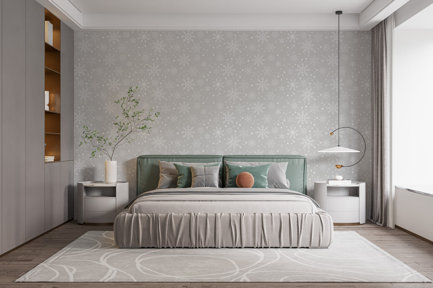 Gray snowflake pattern wallpaper for walls
