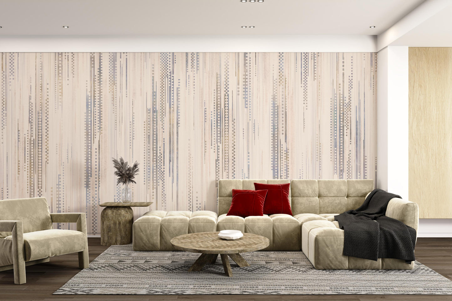 Neutral Vertical Line Pattern Wallpaper