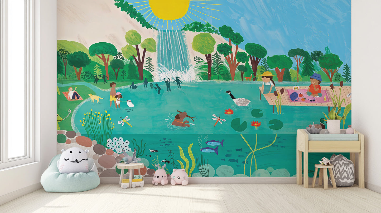 Sunny Picnic Kids Wallpaper Mural for joyful decor