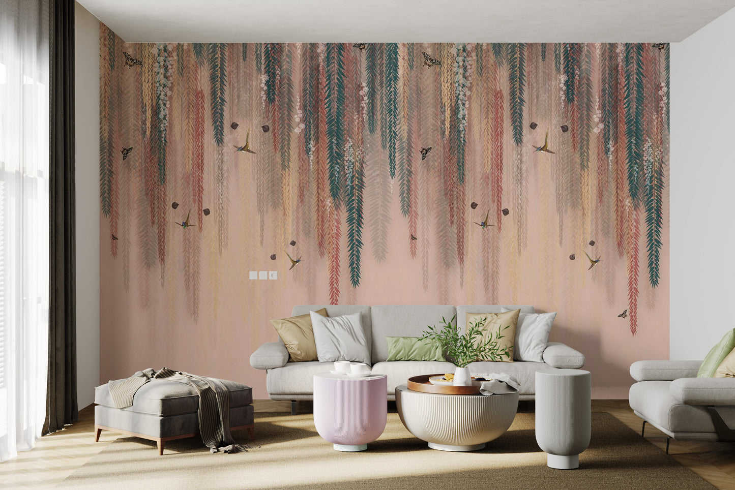 Colorful Leaves Hanging Wallpaper Mural