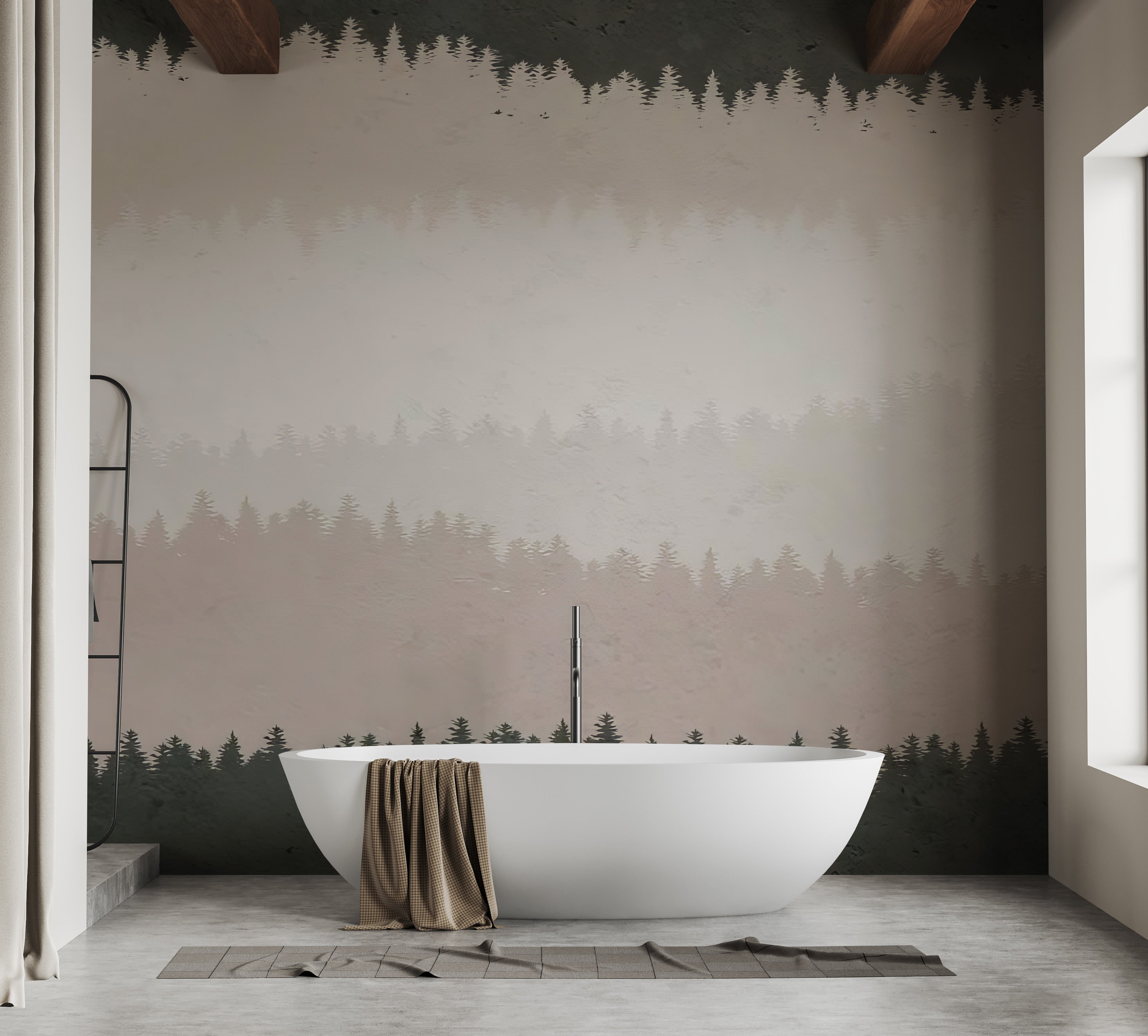 Woodland shades wallpaper mural with forest scenery