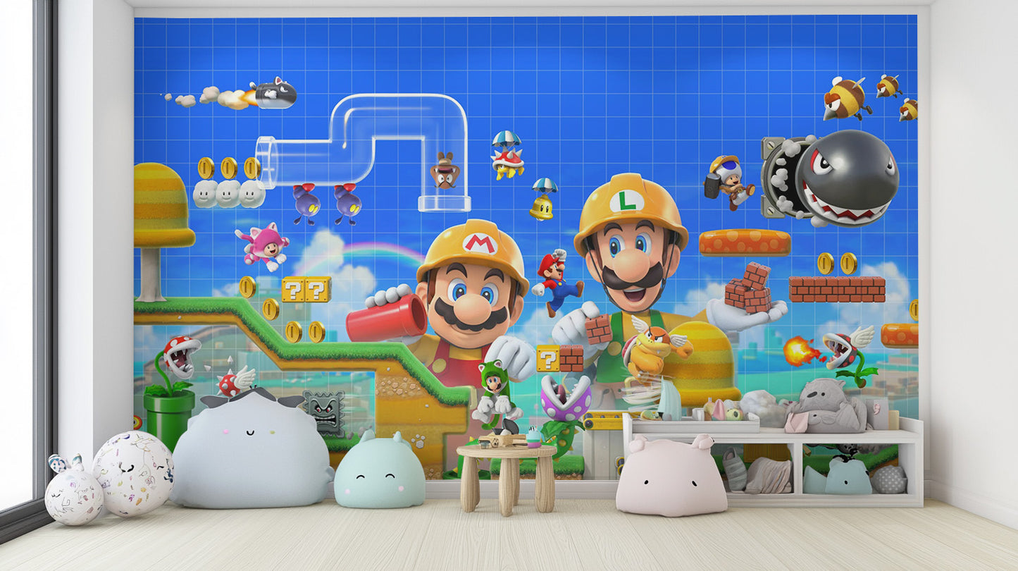 Dynamic Super Mario 3D mural for lively interiors
