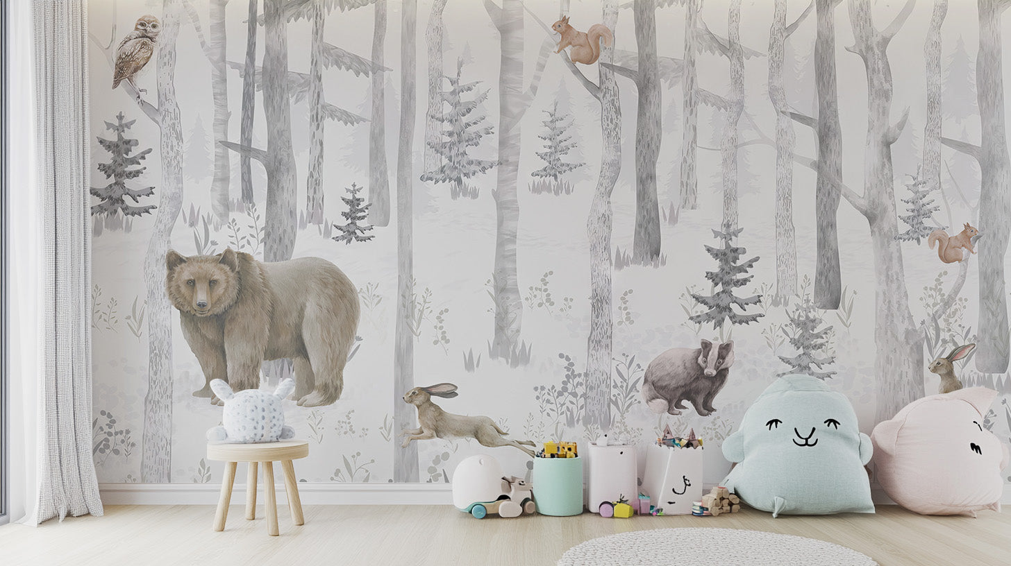 Winter Wildlife Wallpaper Mural for a wintery touch