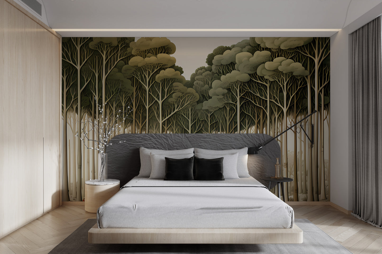 Fantasy-inspired forest mural decor
