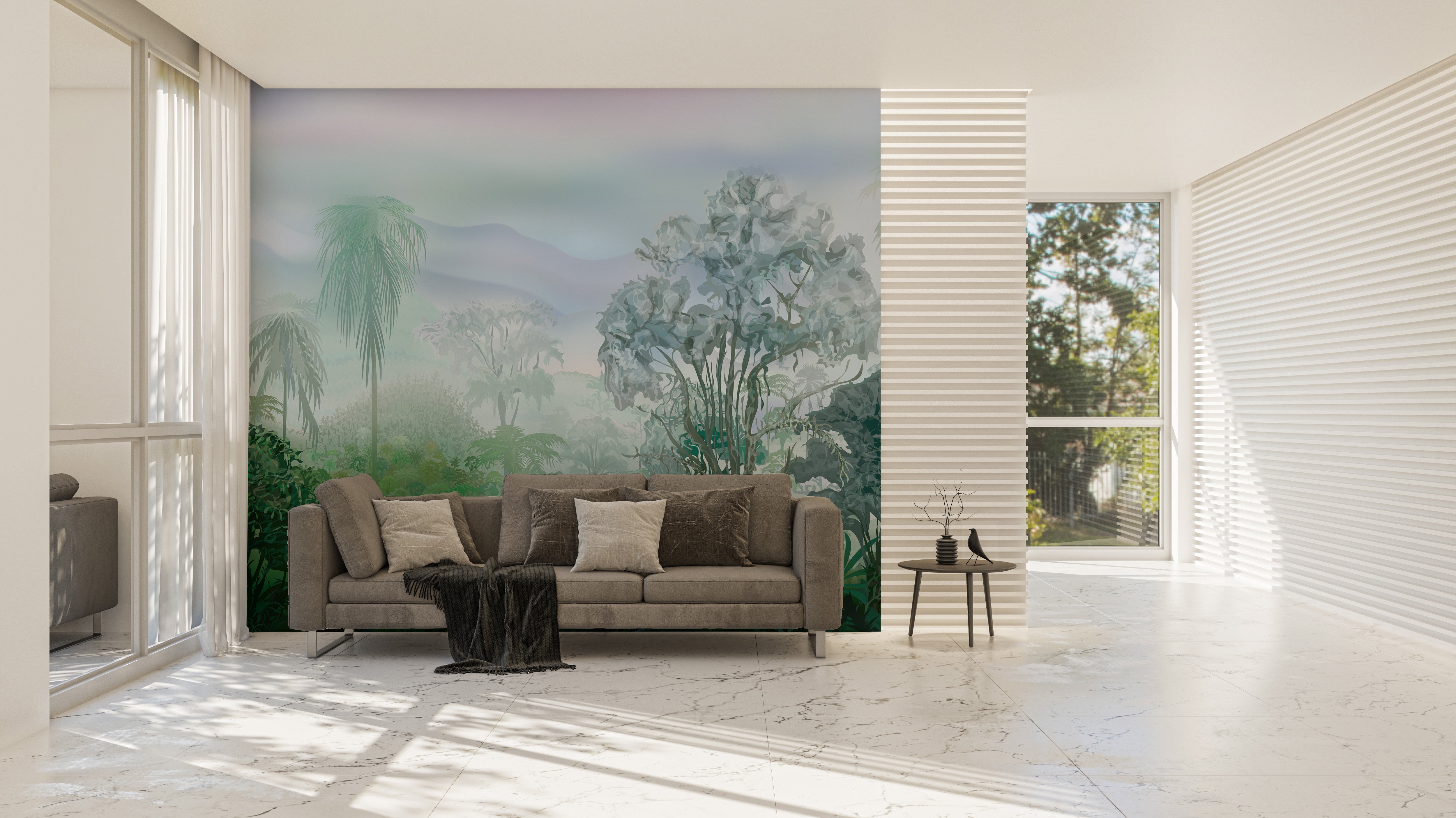 Tropical mural showcasing vibrant foliage
