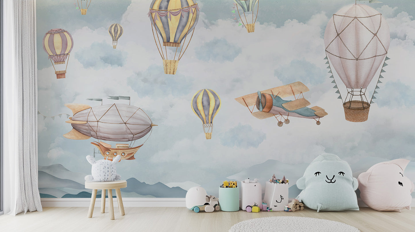 Hot Air Balloon Wallpaper Mural for whimsical decor