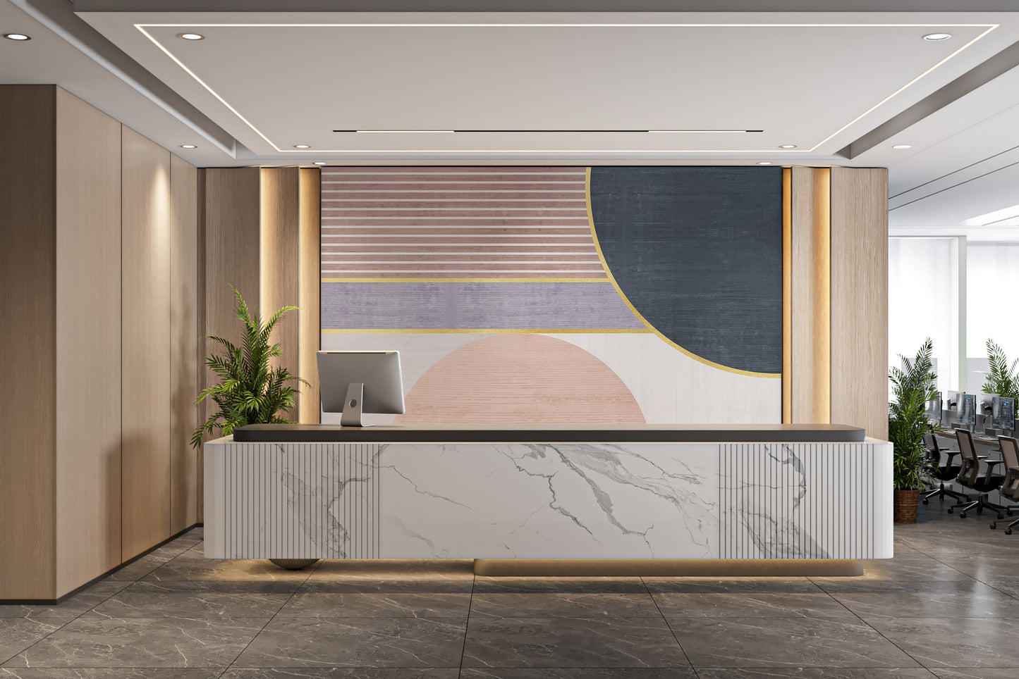 Contemporary abstract pattern wall mural
