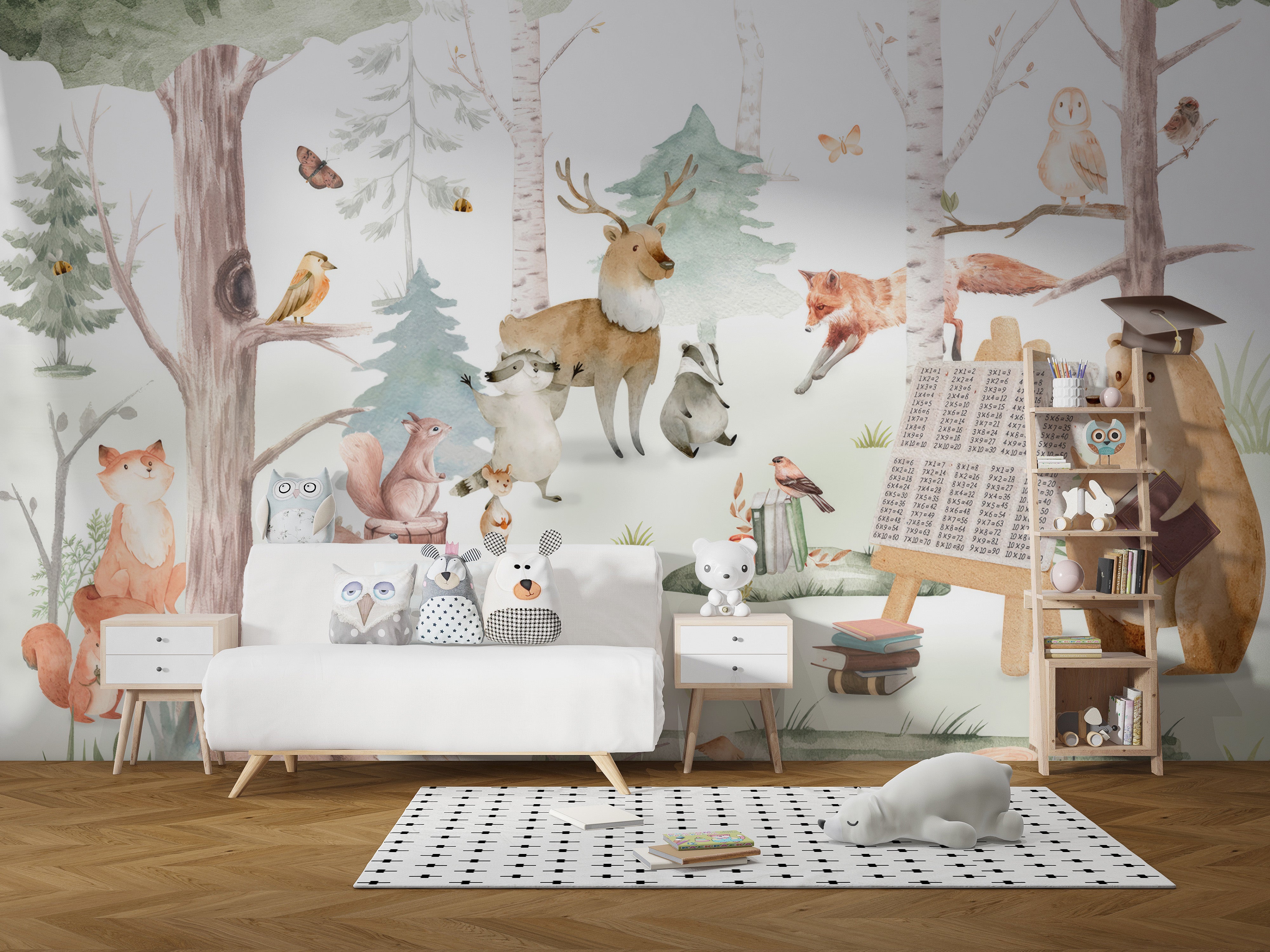 Temporary cartoon animals wallpaper for cheerful decor