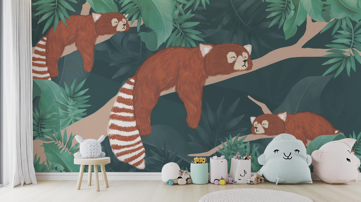 Sleeping Red Pandas Wall Mural for a restful look