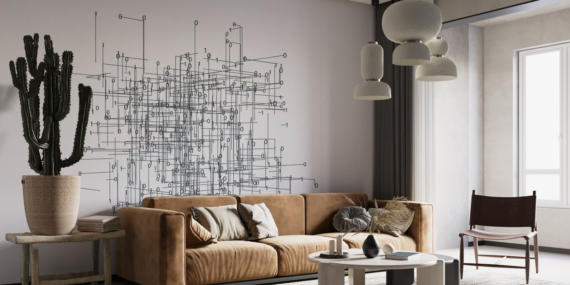 Intricate network design mural for decor
