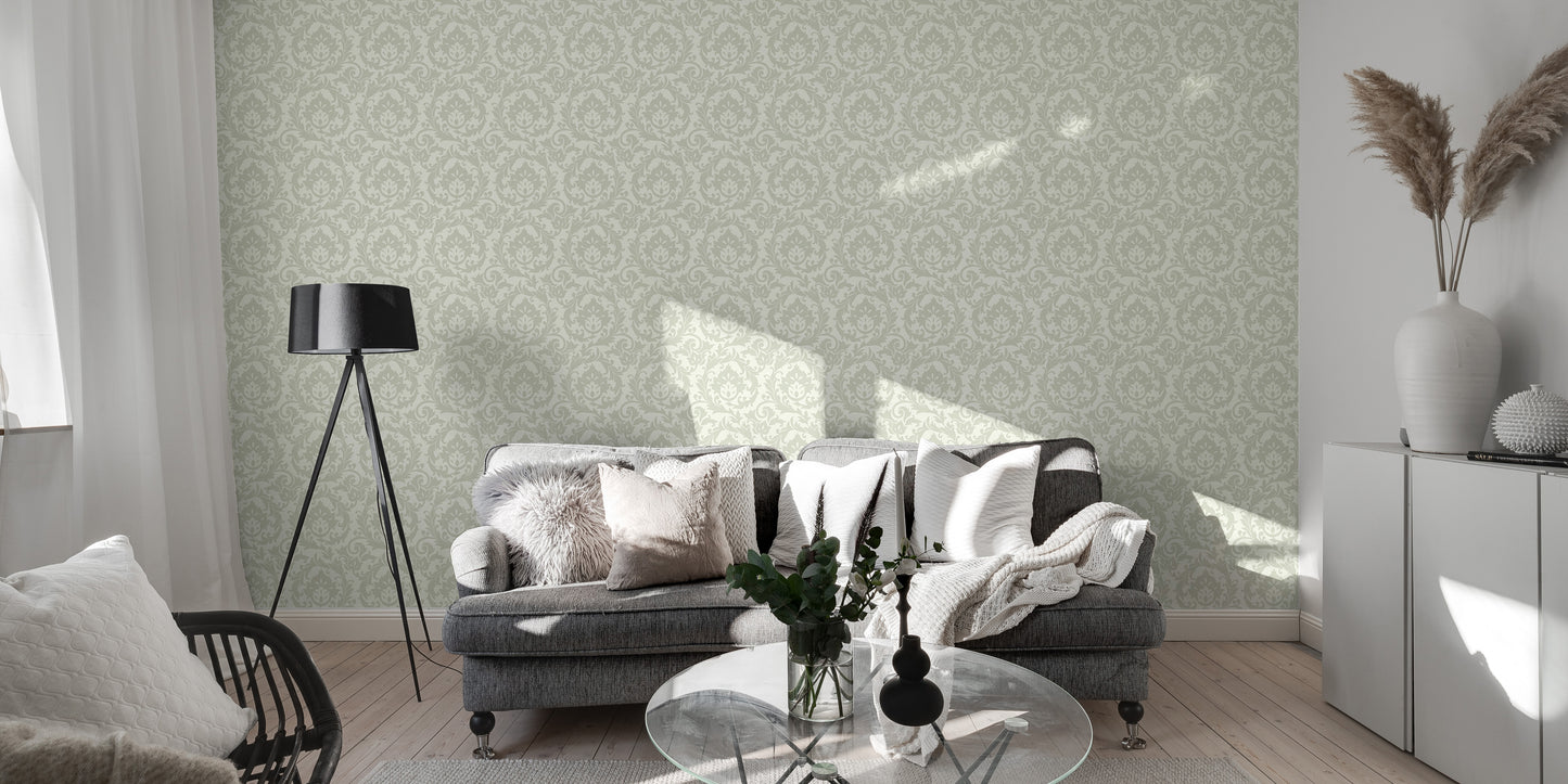 Stunning Autumn Leaves Vintage Damask Wallpaper