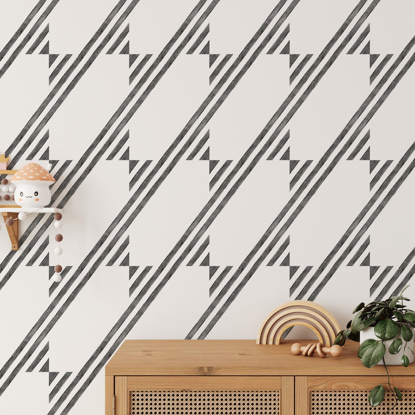 Black and White Diagonal Stripe Wallpaper For Walls