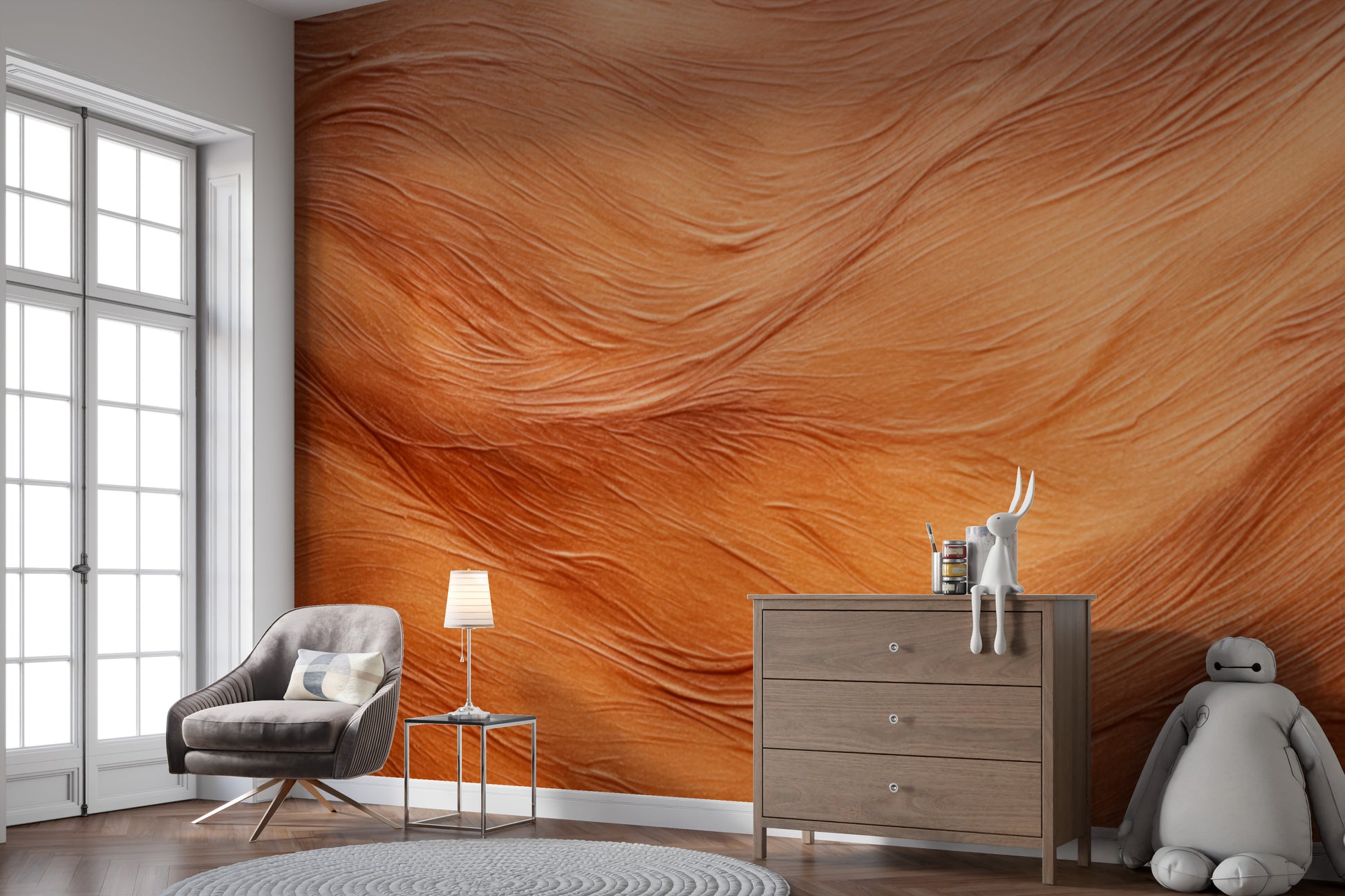 Vibrant abstract desert waves mural for dynamic rooms
