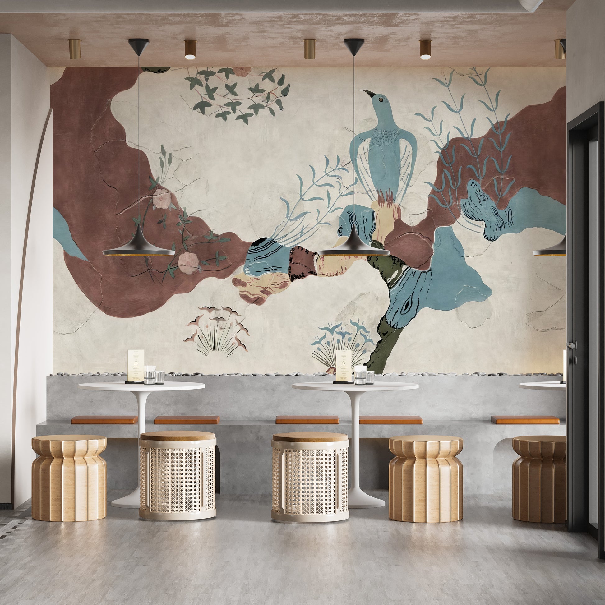 Removable vintage abstract wallpaper for interiors