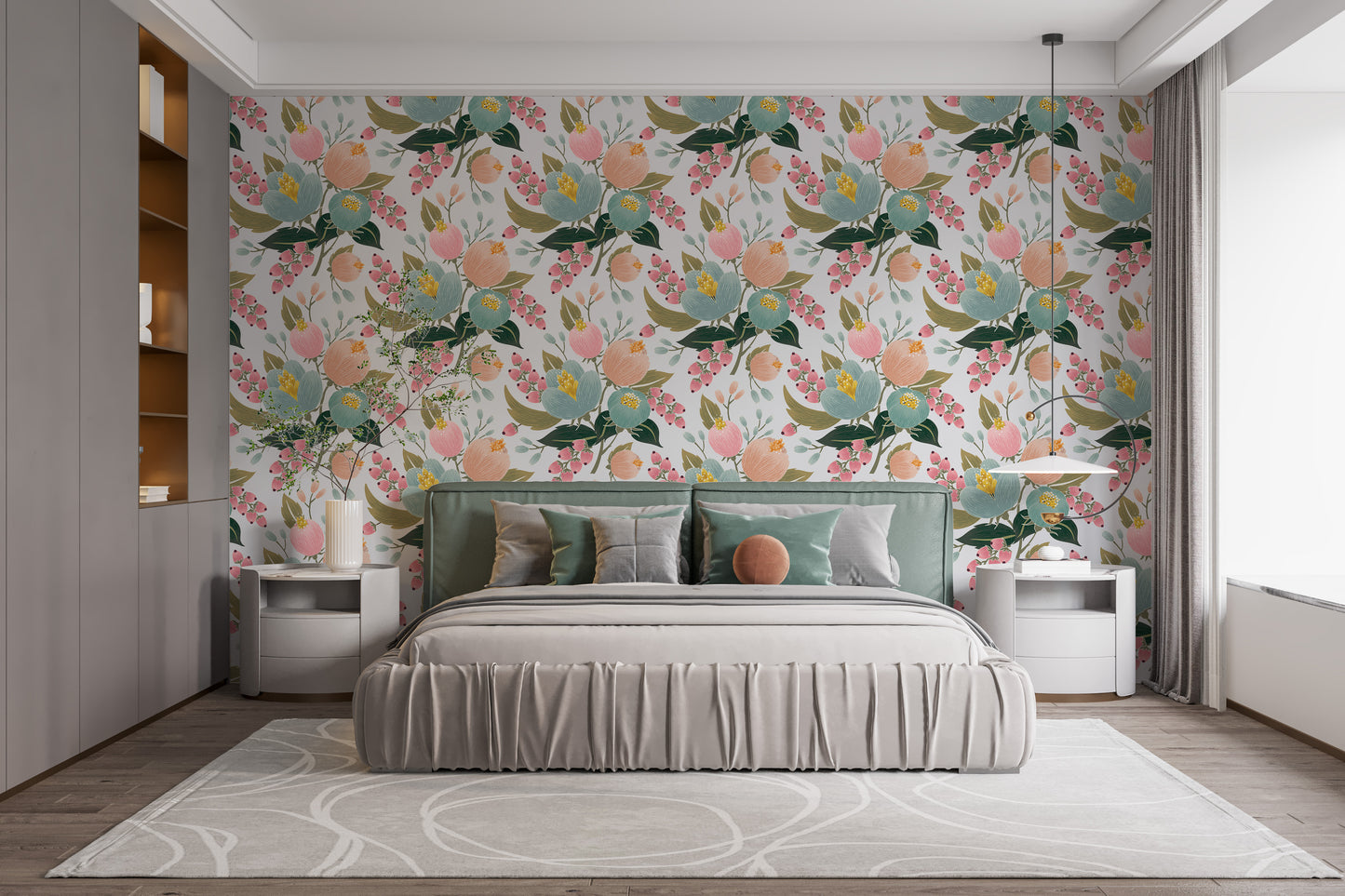 Soft floral mural wallpaper for walls
